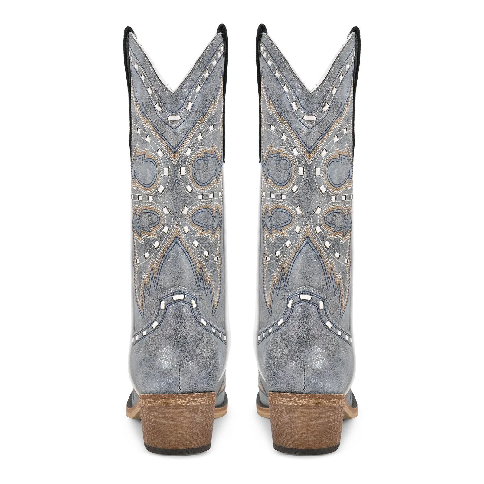 Pointed Toe Embroidery Mid-Calf Western Boots sold by Miss Heel product image thumbnail 3
