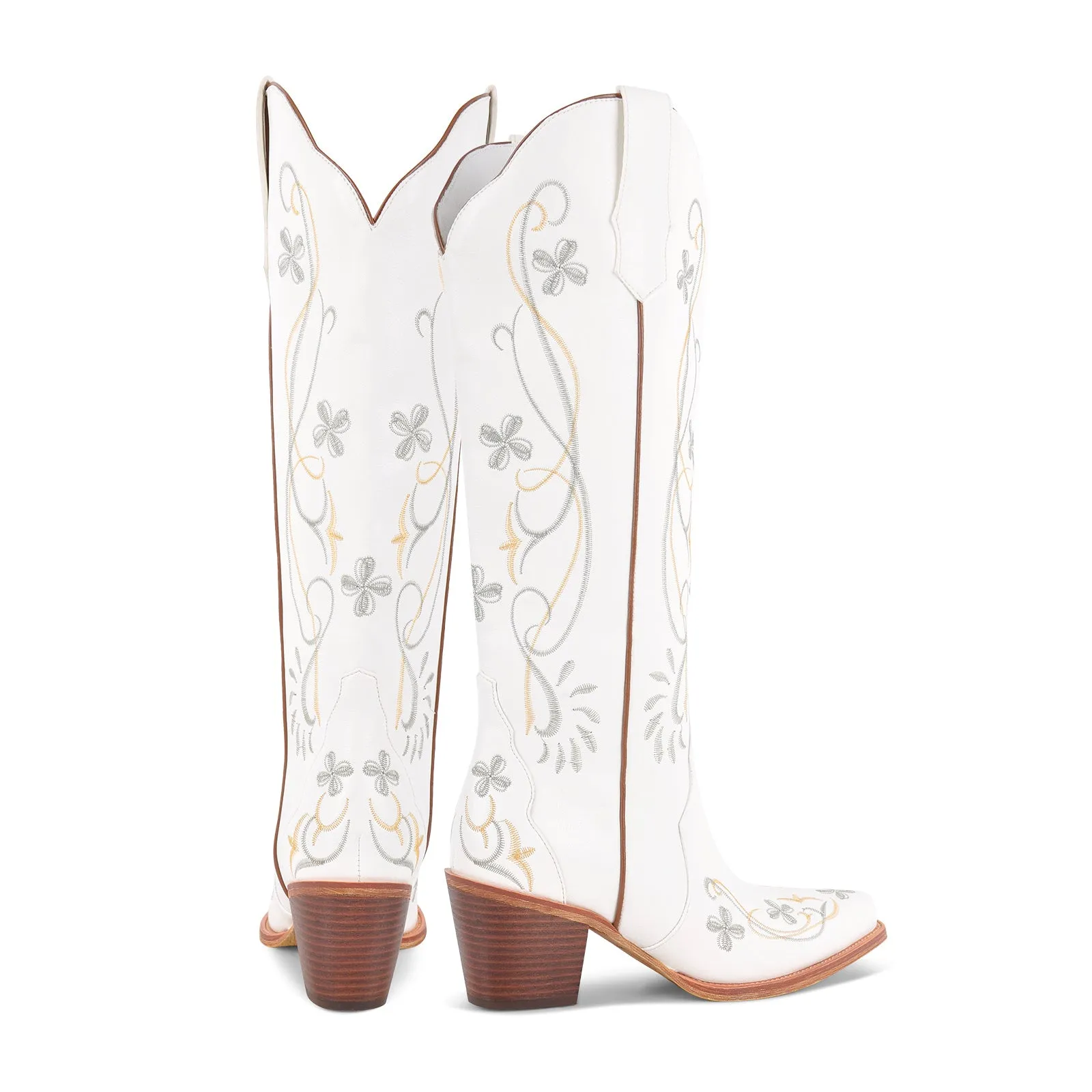 Flower Embroidery Knee High Western Boots sold by Miss Heel product image thumbnail 4