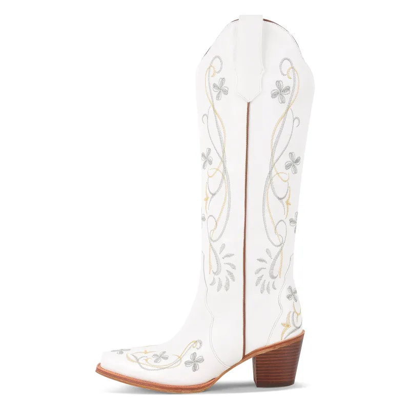 Flower Embroidery Knee High Western Boots sold by Miss Heel