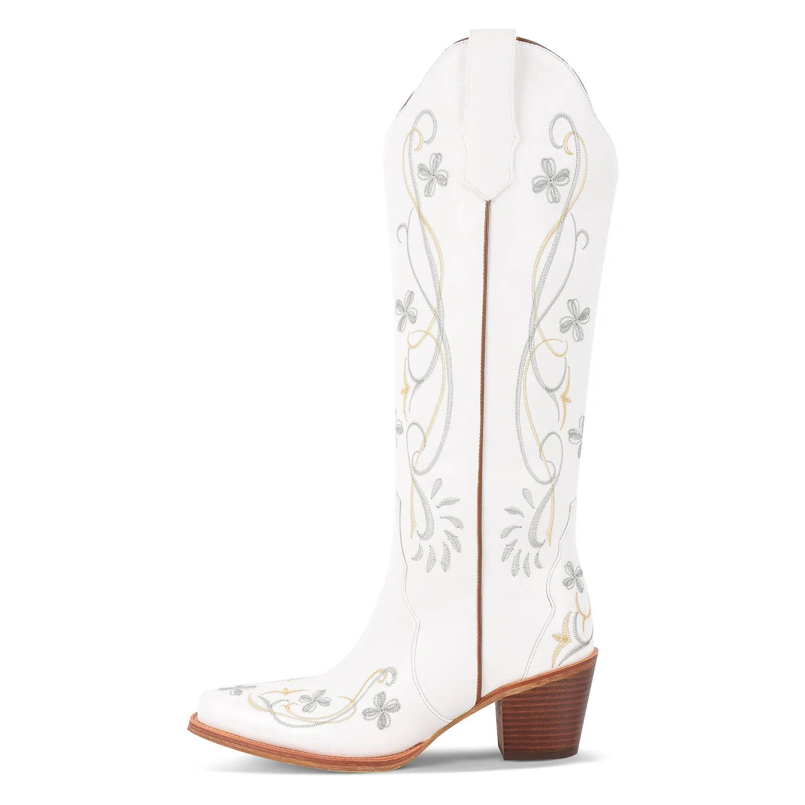 Flower Embroidery Knee High Western Boots sold by Miss Heel