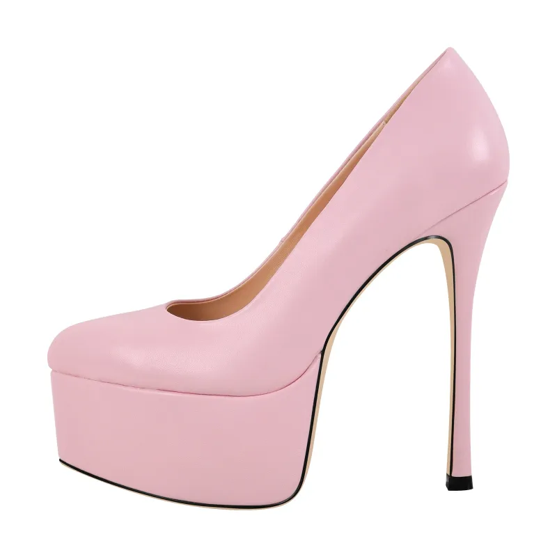 Pink Pointed Toe Platform High Heels sold by Miss Heel