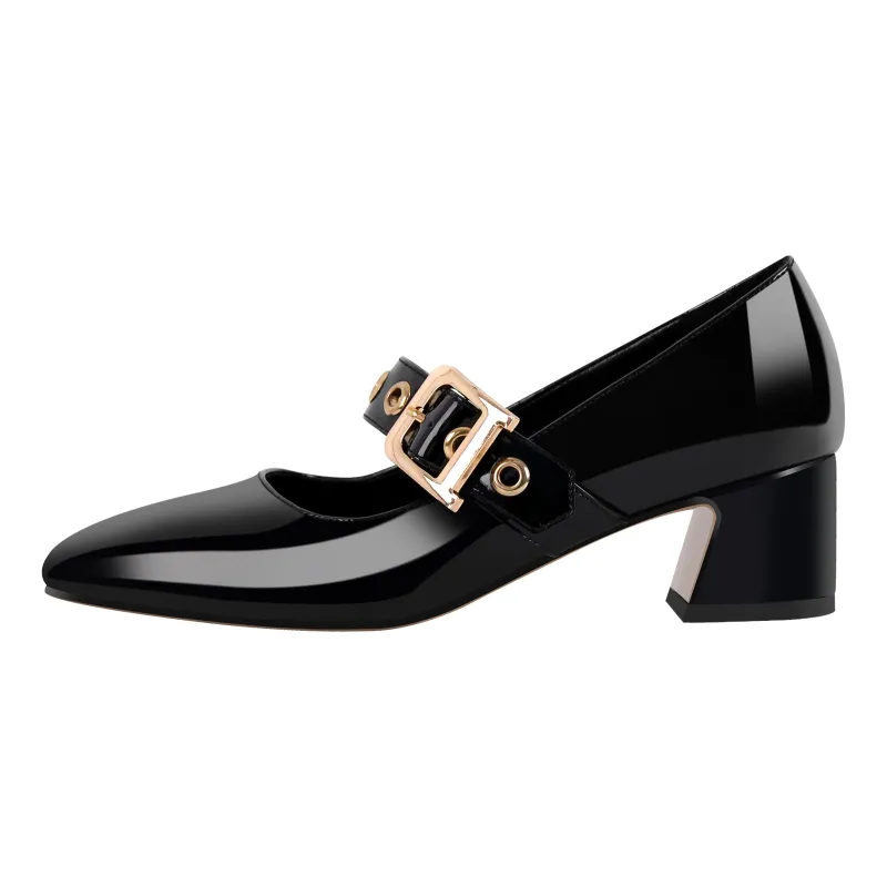 Square Toe Metal Buckle Strap Pumps sold by Miss Heel