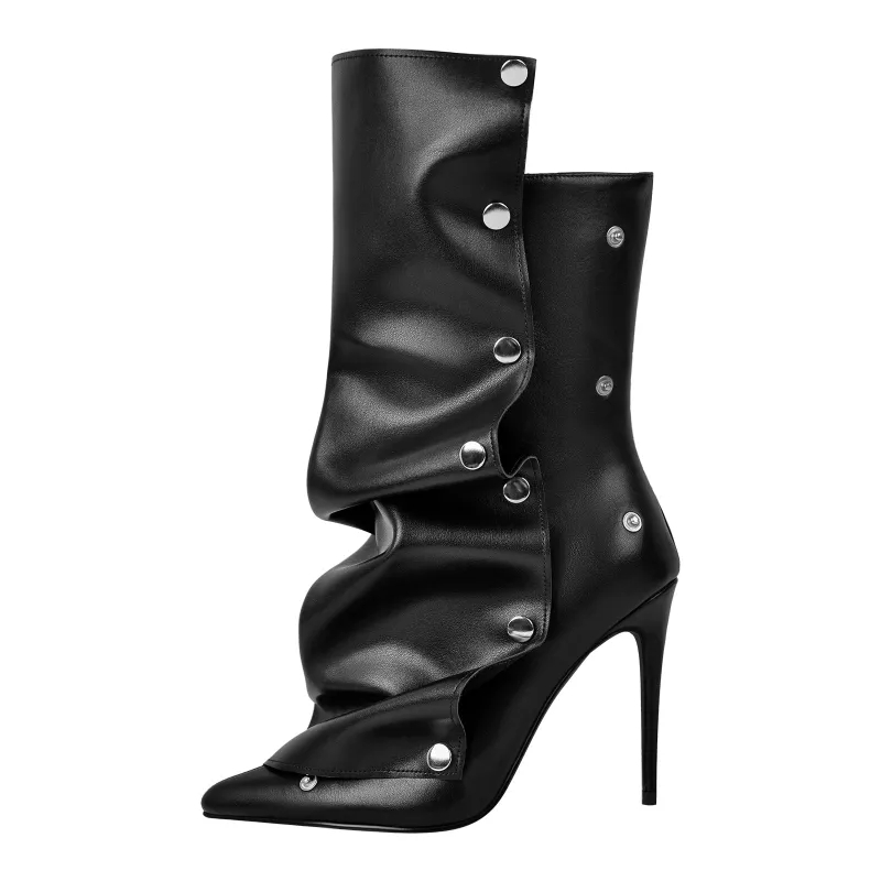 Buckle Pointed Toe Mid-Calf Boots sold by Miss Heel