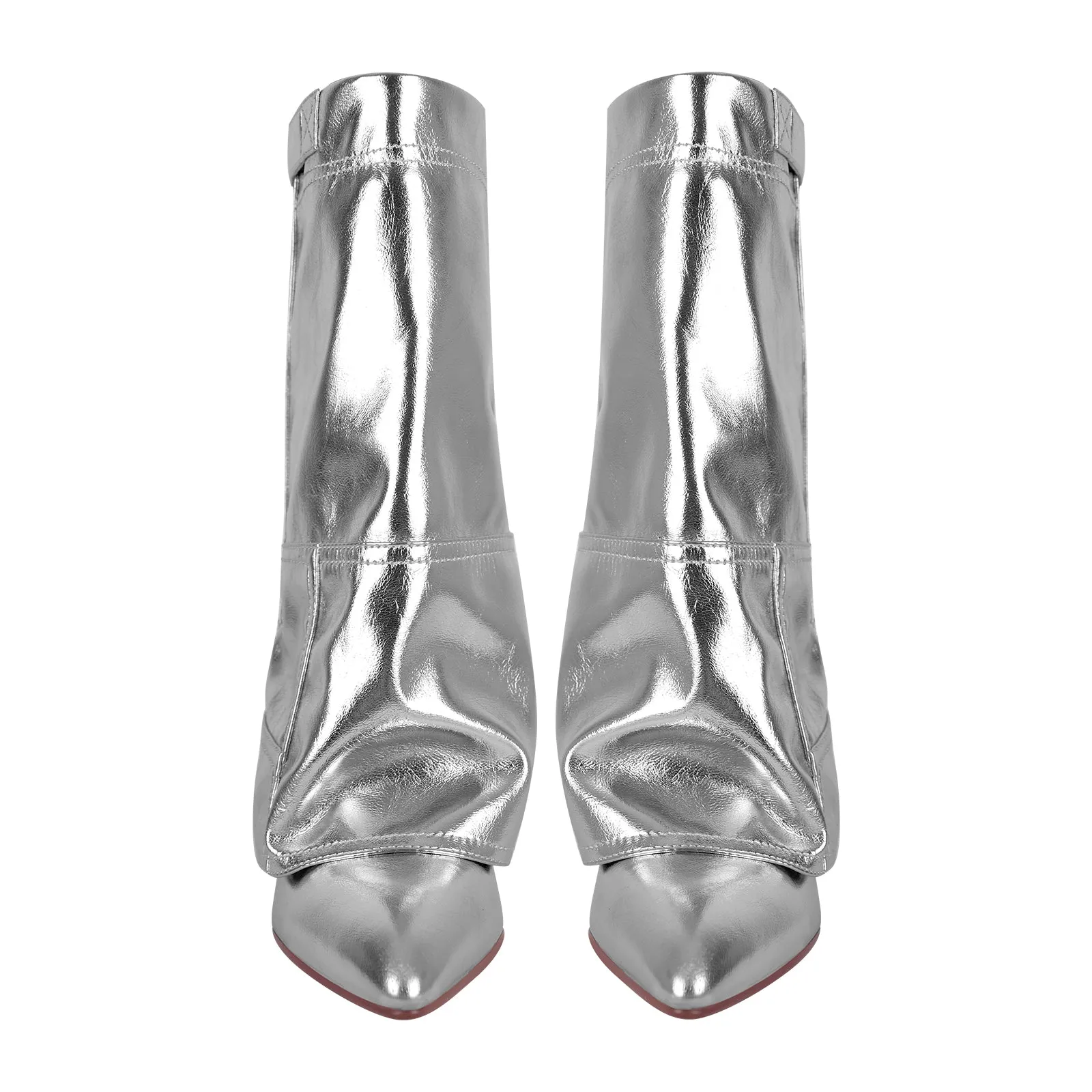 Silver Metallic Wedge Heel Fold Over Boots sold by Miss Heel product image thumbnail 2