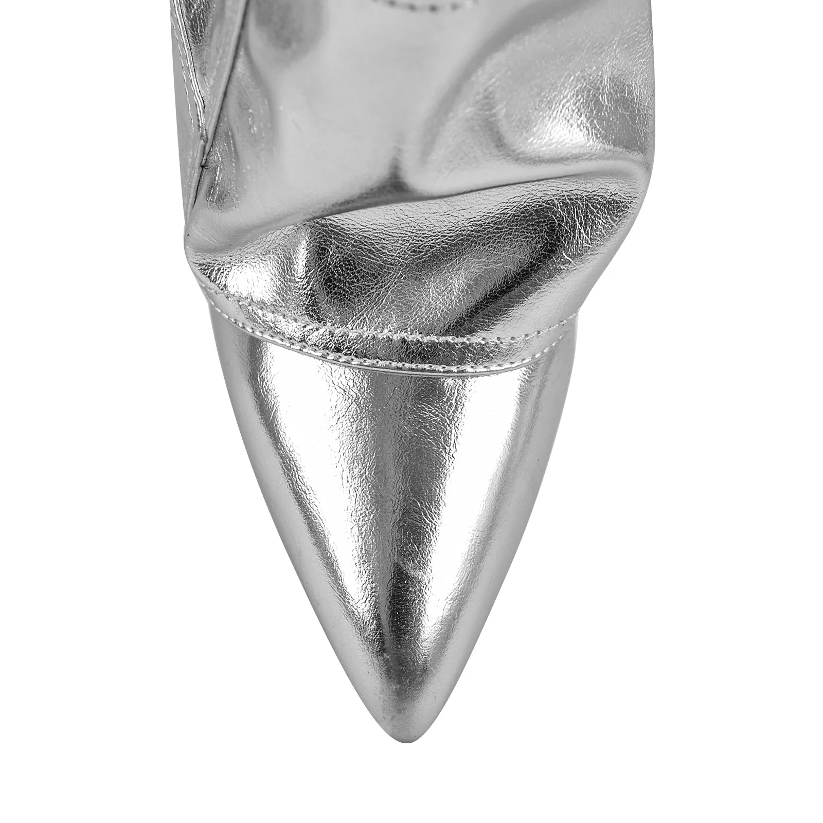 Silver Metallic Wedge Heel Fold Over Boots sold by Miss Heel product image thumbnail 5