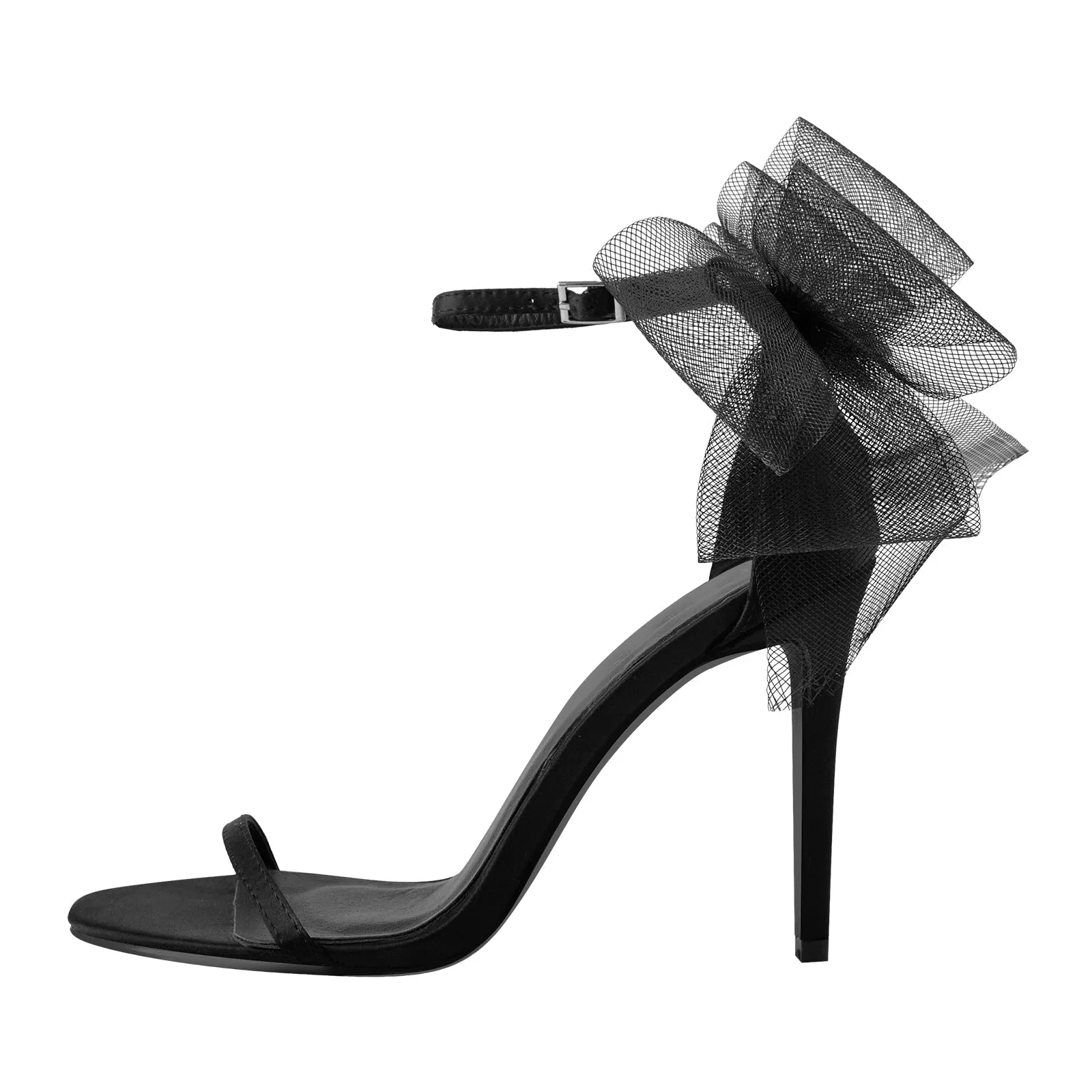 Mesh Bow Ankle Strap Stiletto Sandals sold by Miss Heel