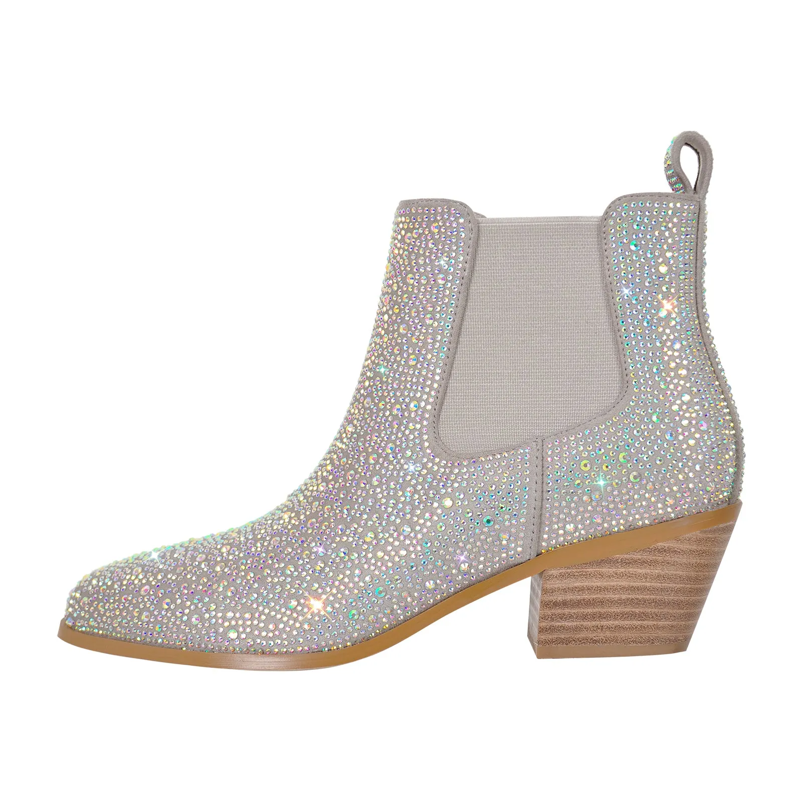 Rhinestone Chunky Heel Ankle Boots sold by Miss Heel