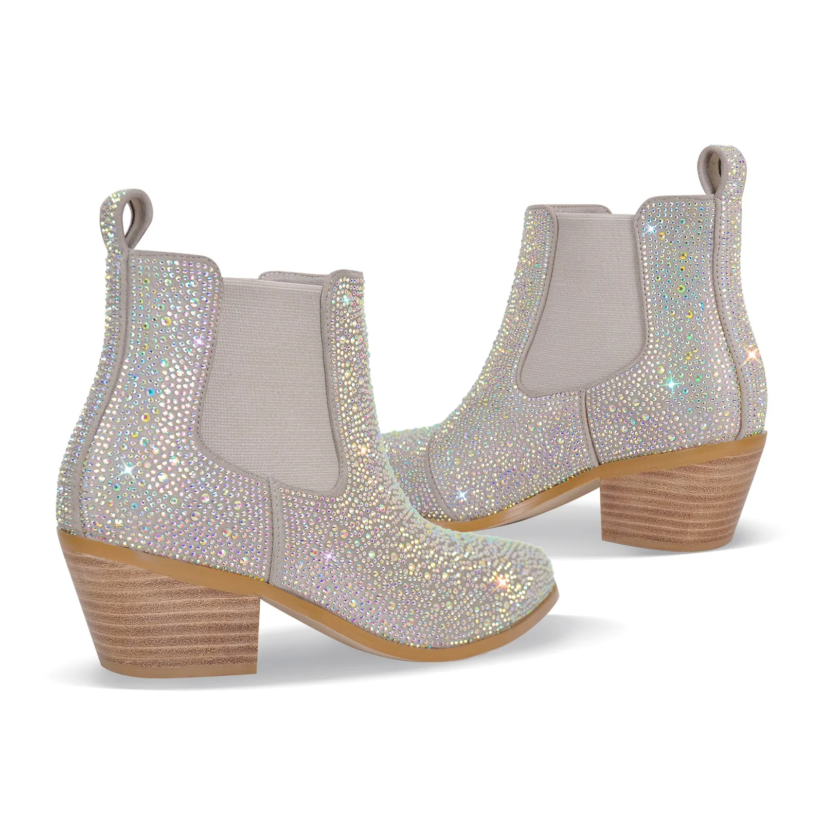 Rhinestone Chunky Heel Ankle Boots sold by Miss Heel product image thumbnail 5