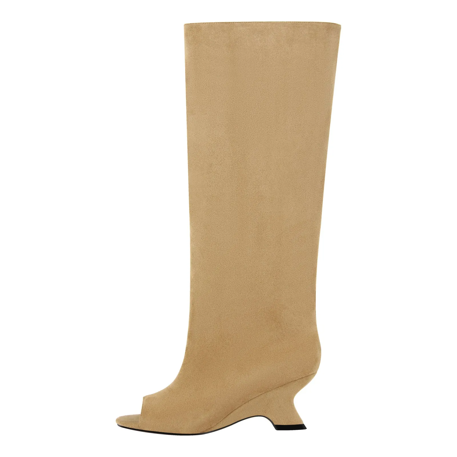 Peep Toe Suede Shaped Heel Knee High Boots sold by Miss Heel product image thumbnail 4