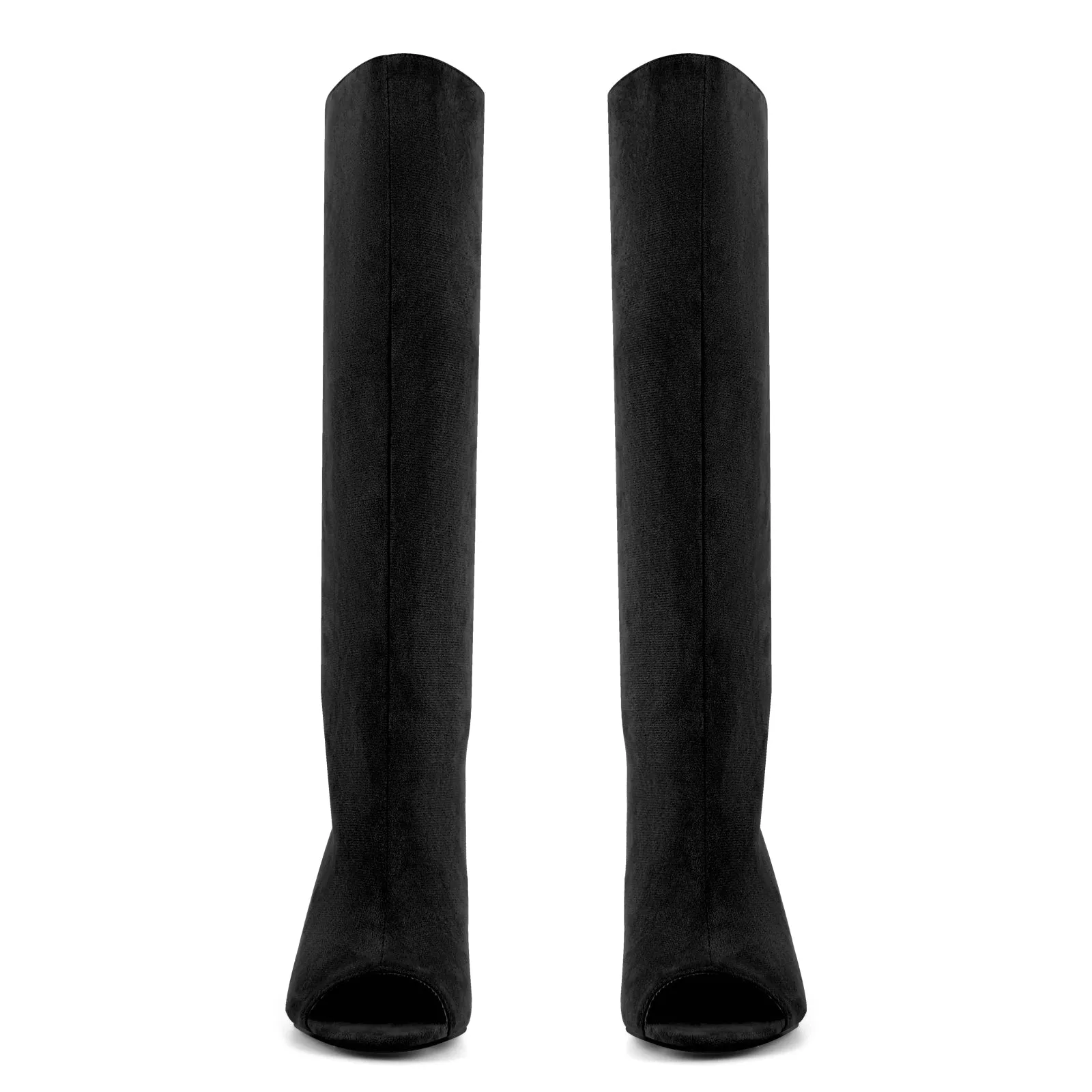 Peep Toe Suede Shaped Heel Knee High Boots sold by Miss Heel product image thumbnail 3