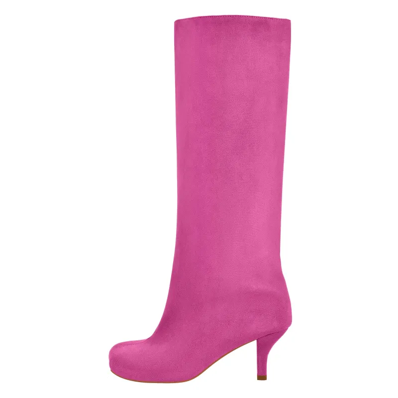 Square Toe Suede Stiletto Knee High Tabi Boots made by Miss Heel