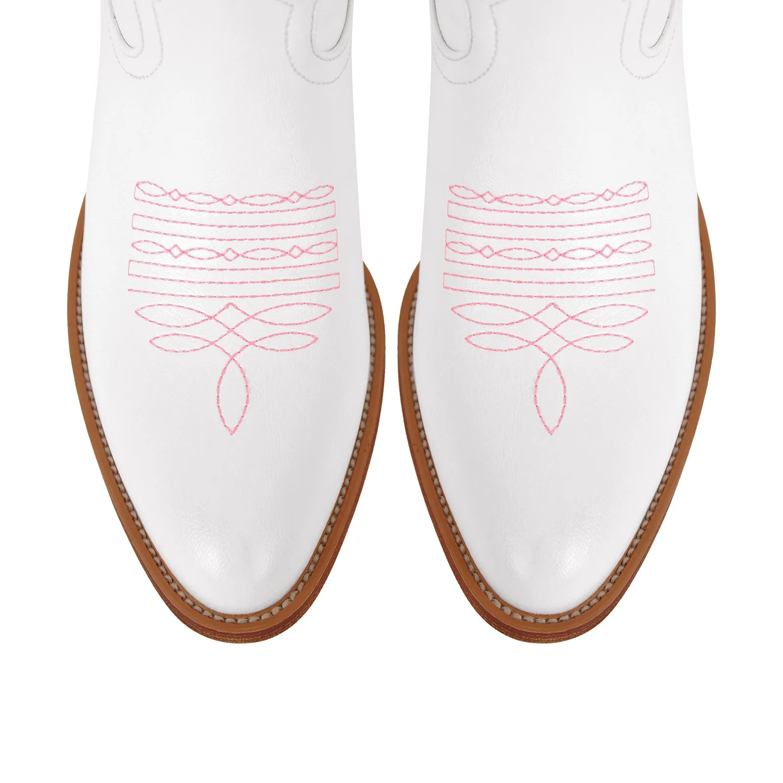 White Pointed Toe Pink Bow Knee High Cowgirl Boots sold by Miss Heel product image thumbnail 5