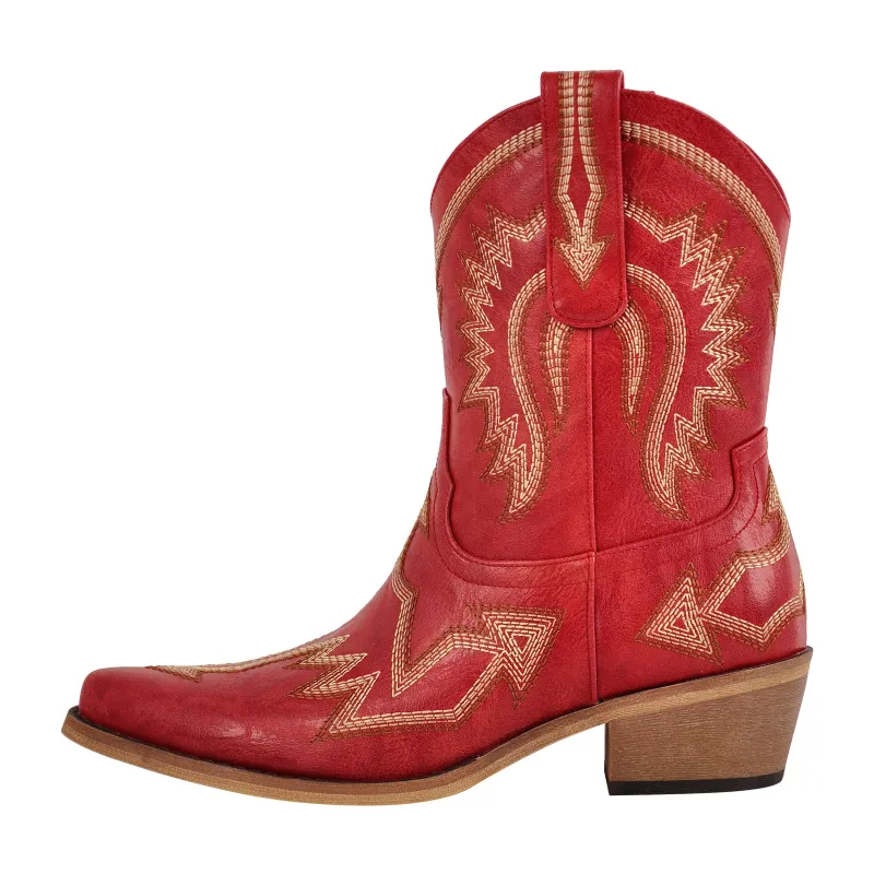 Embroidery Pointed Toe Ankle Western Boots sold by Miss Heel
