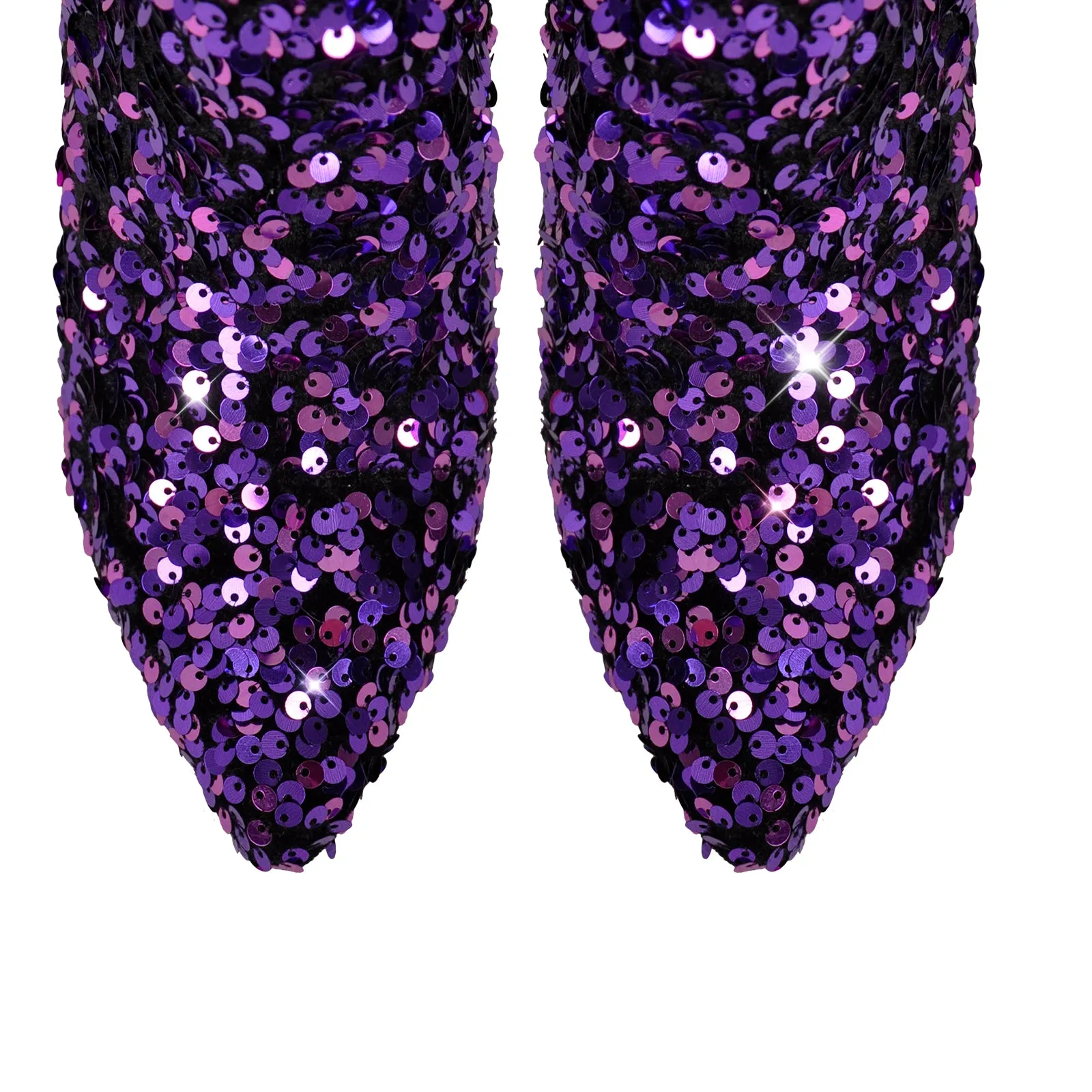 Pointed Toe Chunky Heel Sequins Ankle Boots sold by Miss Heel product image thumbnail 4