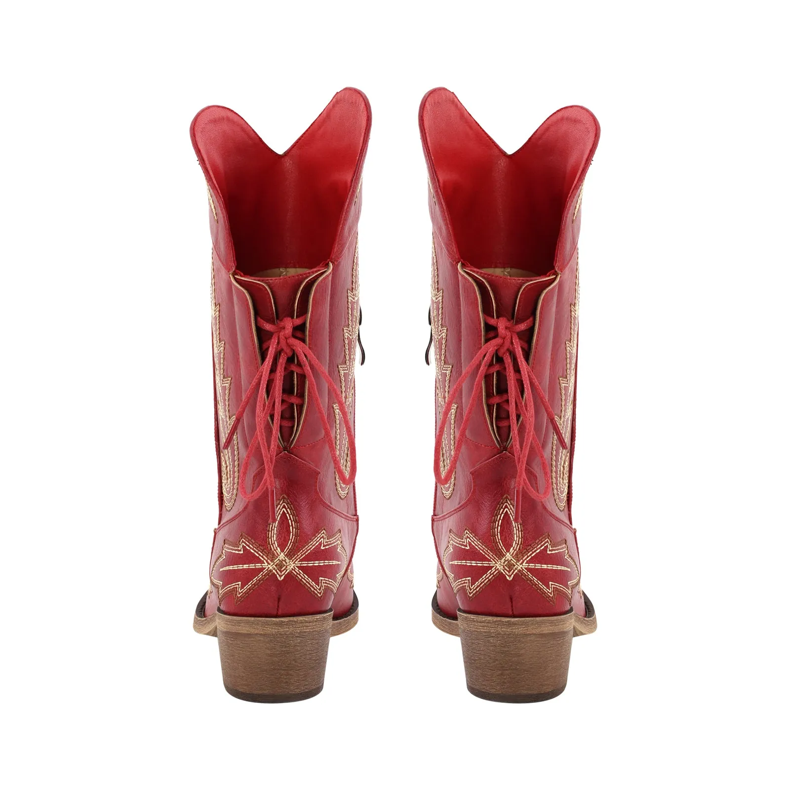 Mid-Calf Embroidery Lace-up Western Boots sold by Miss Heel product image thumbnail 3