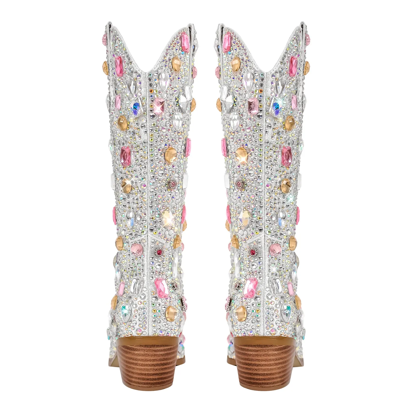 Multi-colored Rhinestone Mid-calf Western Boots sold by Miss Heel product image thumbnail 3