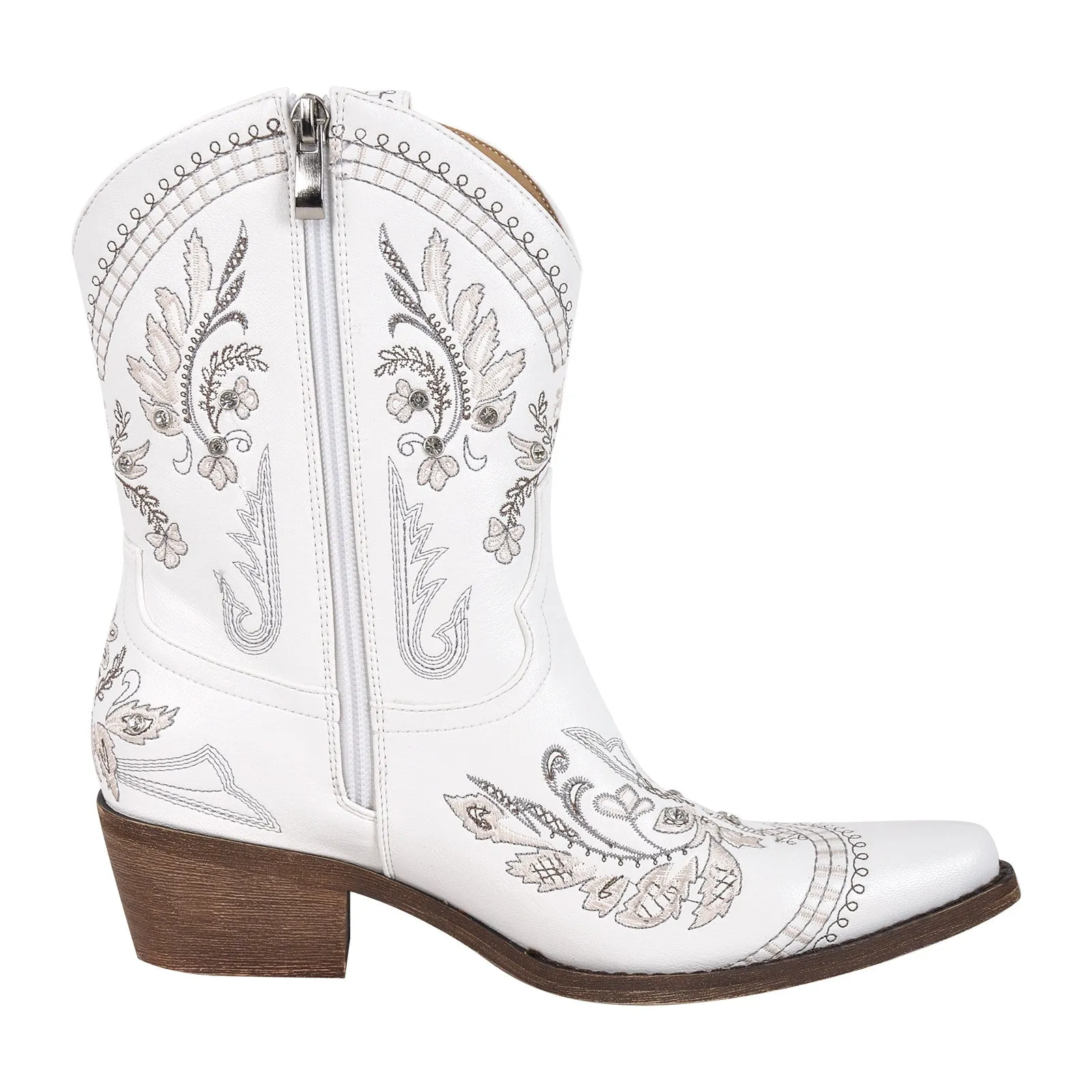 Embroidery Pointed Toe Chunky Heel Western Boots sold by Miss Heel product image thumbnail 3