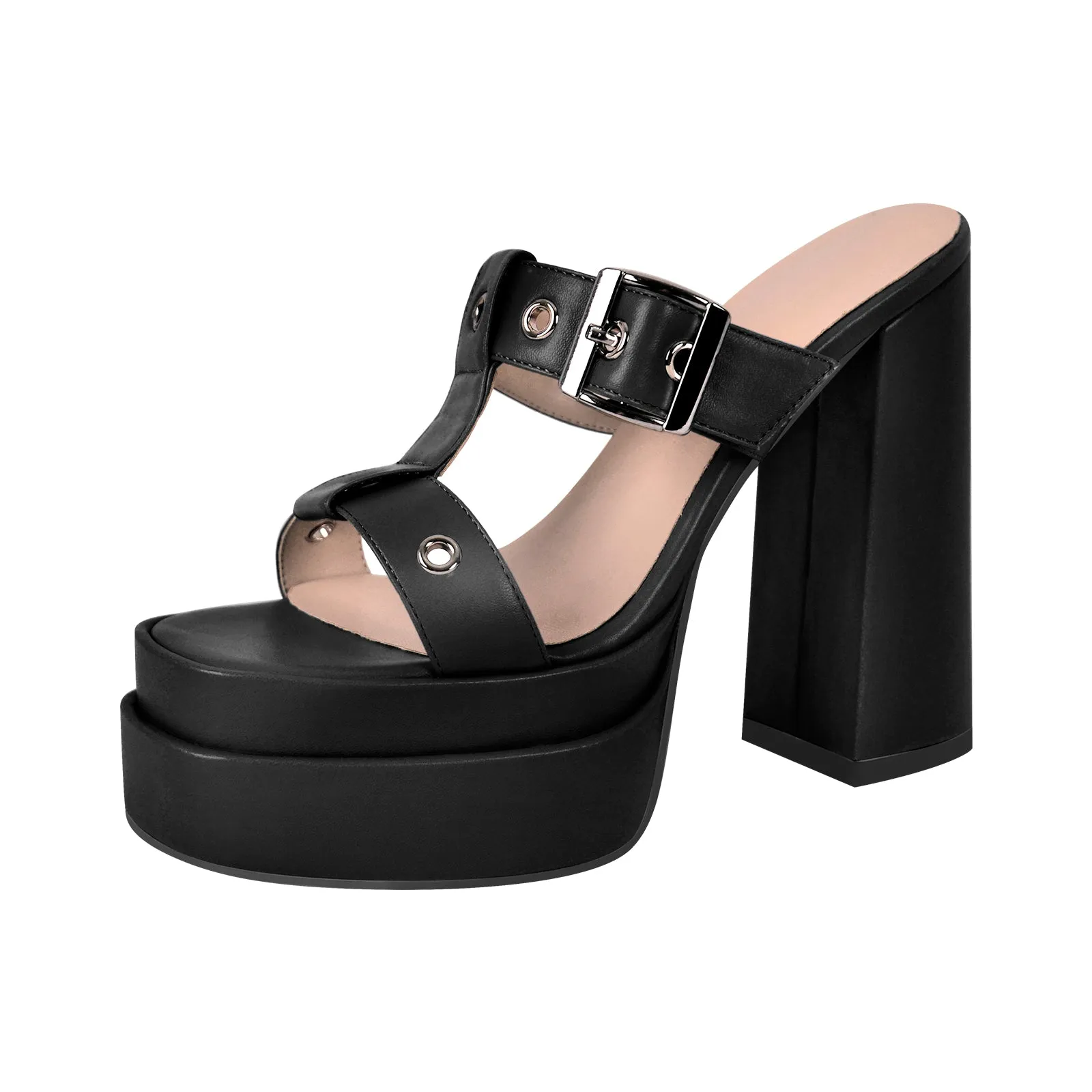Platform Buckle Strap Chunky Heel Sandals sold by Miss Heel product image thumbnail 2
