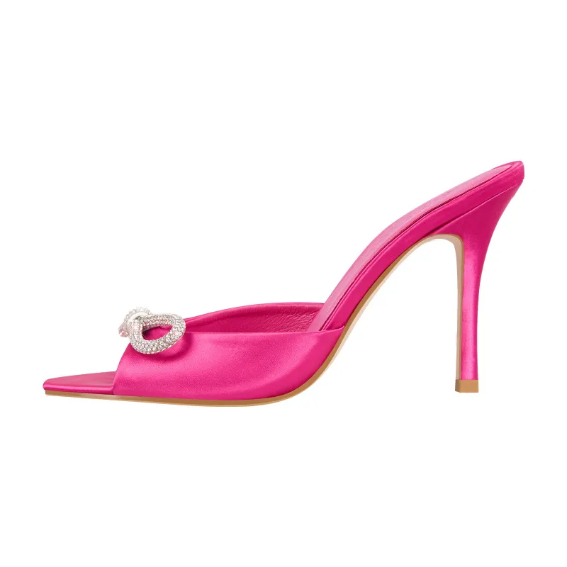 Rhinestone Open Toe Slip-on Stiletto Sandals sold by Miss Heel