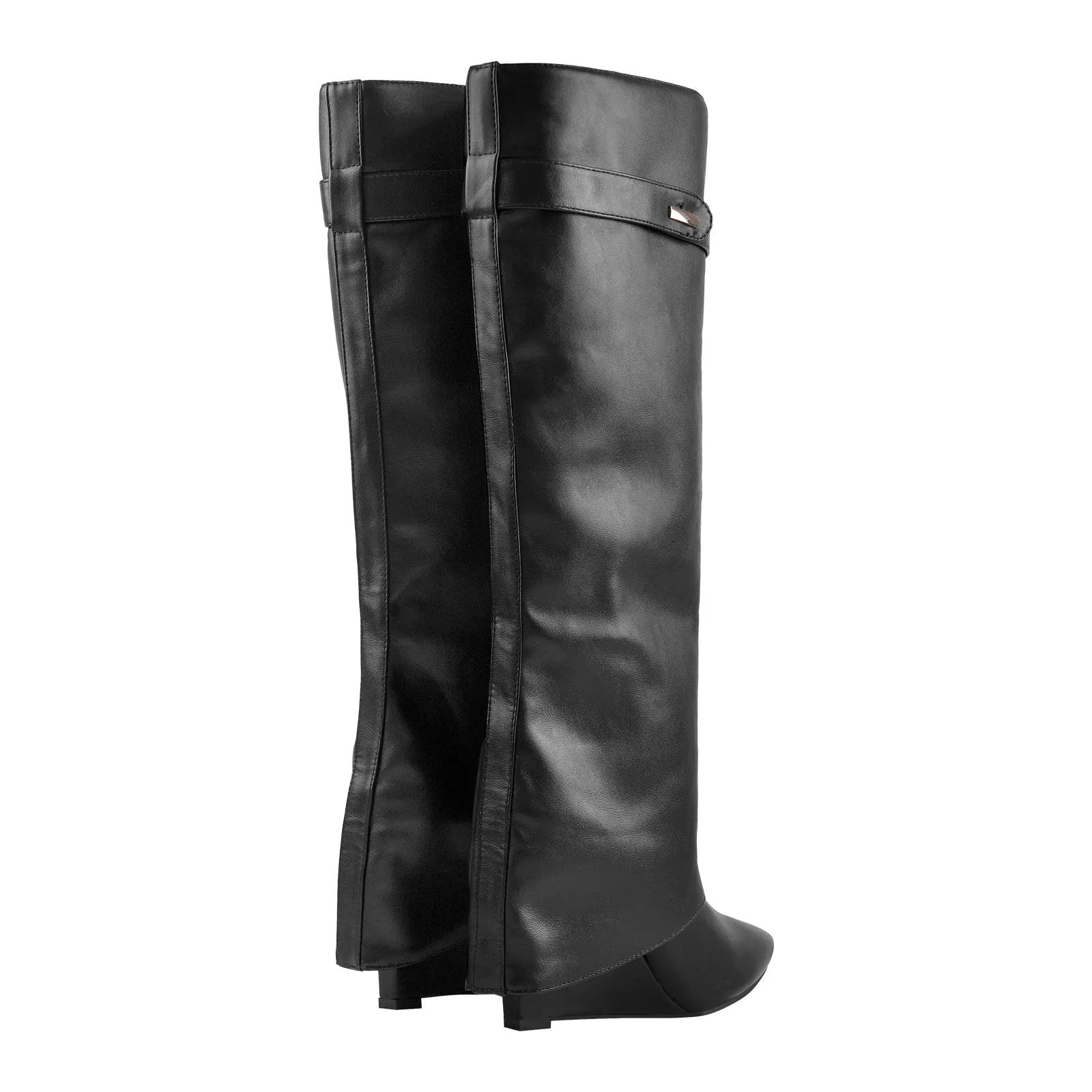 Fold Over Wedge Pointed Toe Black Boots sold by Miss Heel product image thumbnail 3