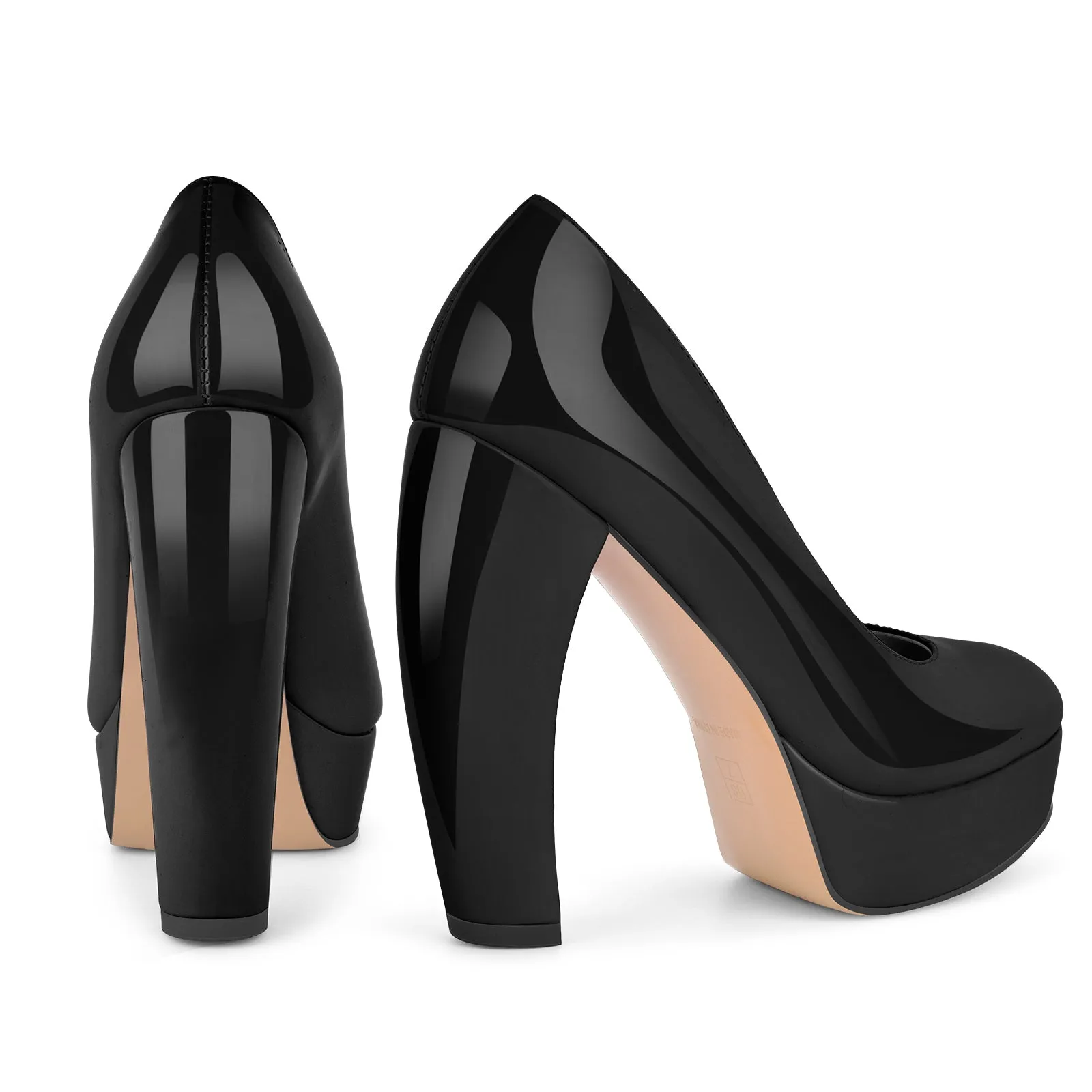Platform Patent Leather Chunky Heel Pumps sold by Miss Heel product image thumbnail 3