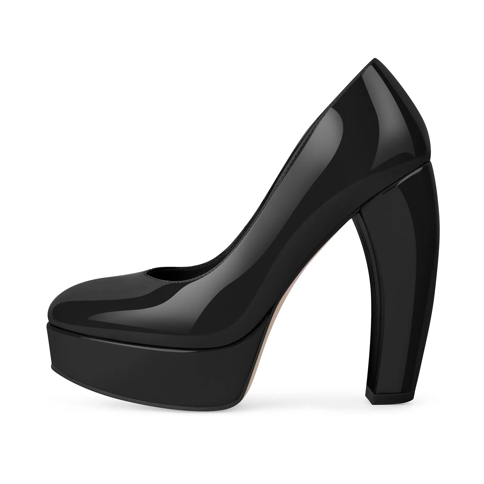 Platform Patent Leather Chunky Heel Pumps sold by Miss Heel