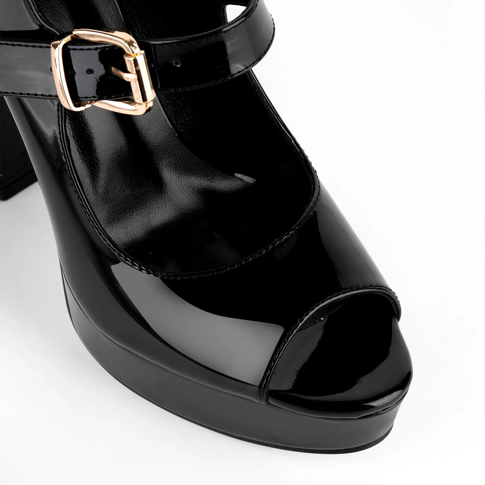 Peep Toe Platform Mary Jane Chunky Heel Pumps sold by Miss Heel product image thumbnail 4