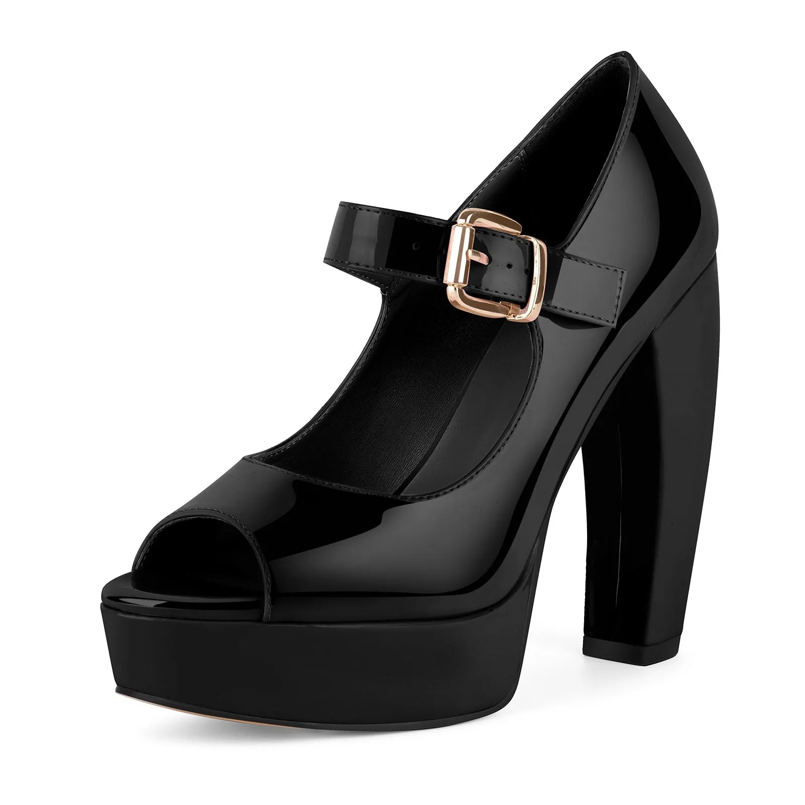 Peep Toe Platform Mary Jane Chunky Heel Pumps sold by Miss Heel product image thumbnail 2