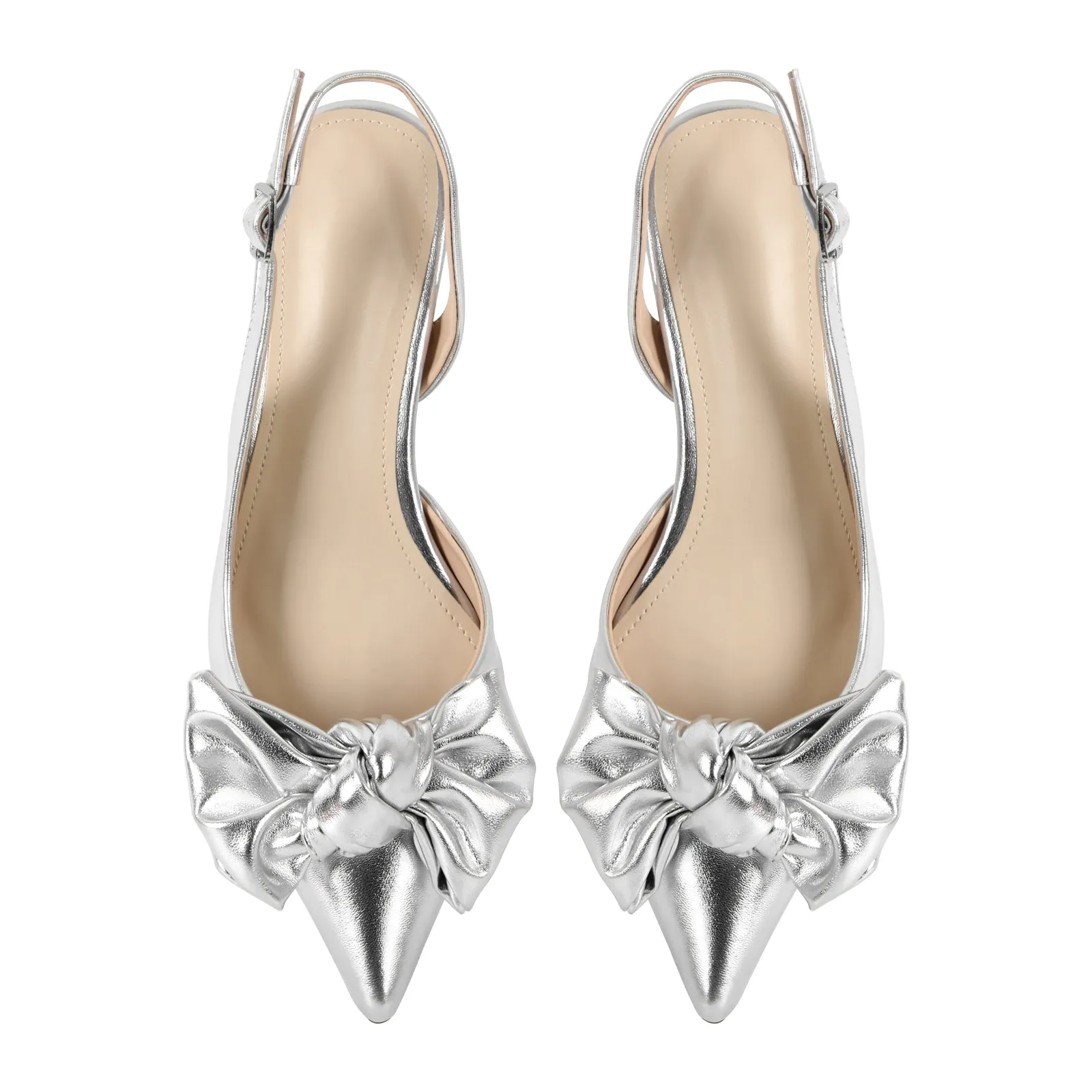 Bow Pointed Toe Side Cut Slingback Pumps sold by Miss Heel product image thumbnail 4