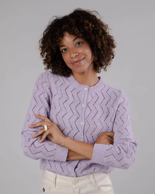 Holeknit Knitted Jacket Lilac sold by Brava Fabrics