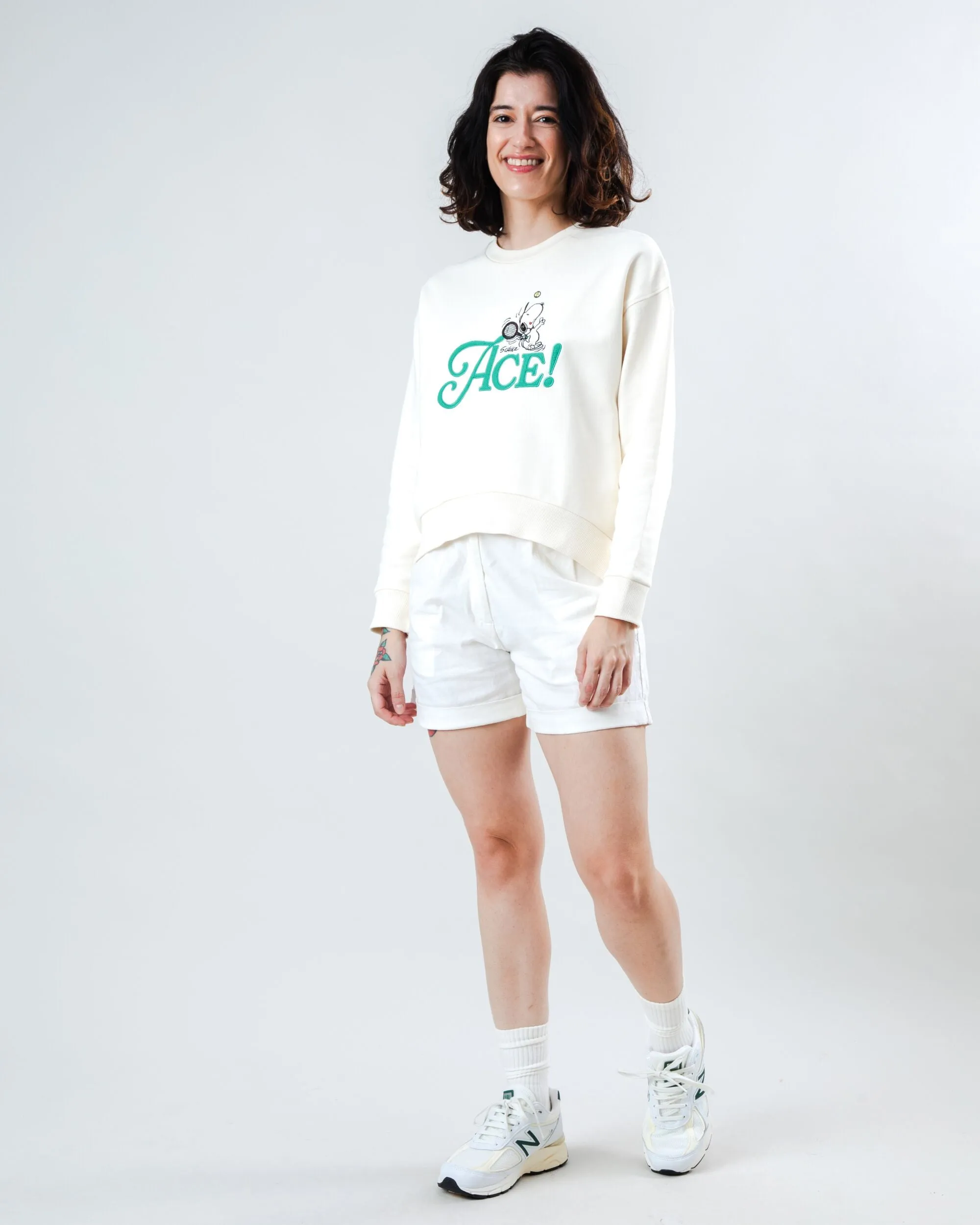 Peanuts Tennis Ace Snoopy Sweatshirt Rounded Hem Ecru sold by Brava Fabrics product image thumbnail 3