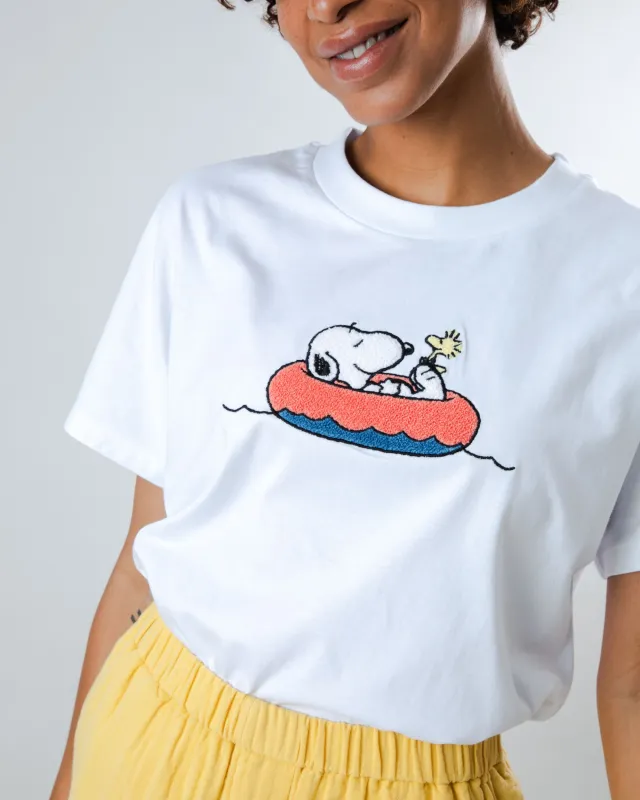 Peanuts Floating Oversize Tee White sold by Brava Fabrics