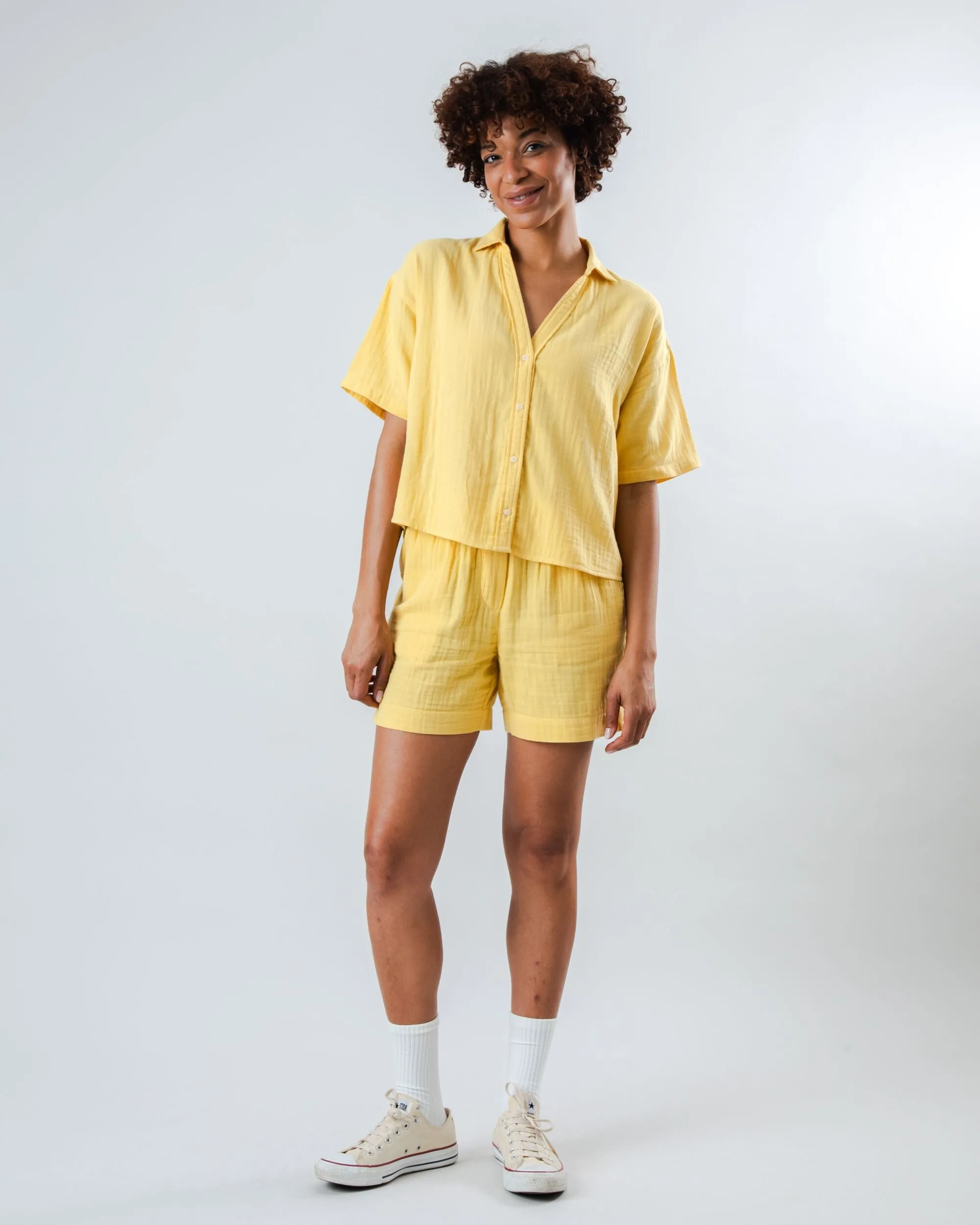 Bubble Cropped Blouse Yellow sold by Brava Fabrics product image thumbnail 4