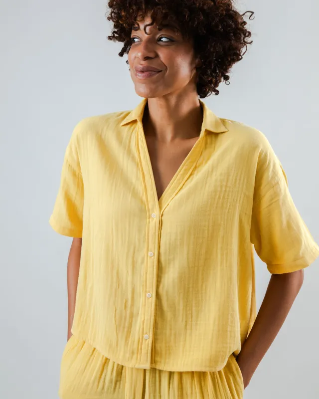 Bubble Cropped Blouse Yellow sold by Brava Fabrics