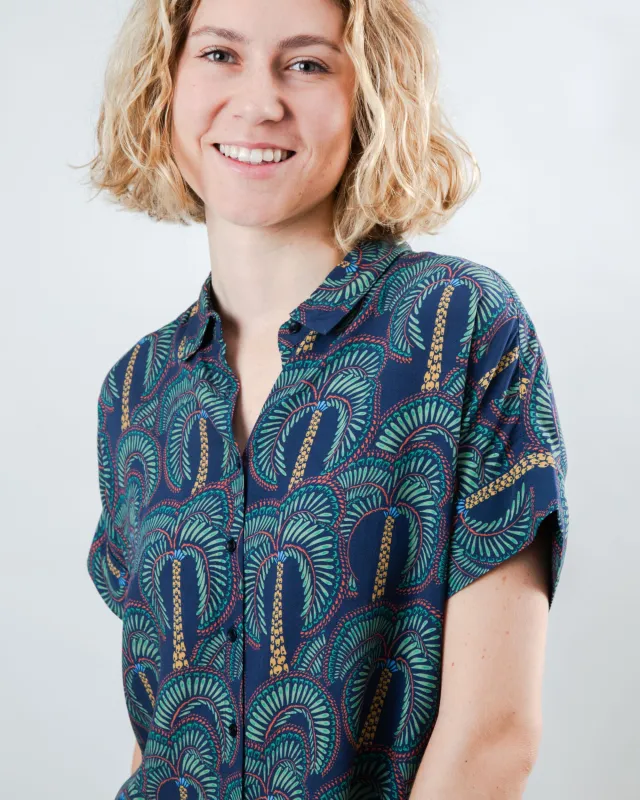 Borneo Batwing Blouse Navy sold by Brava Fabrics