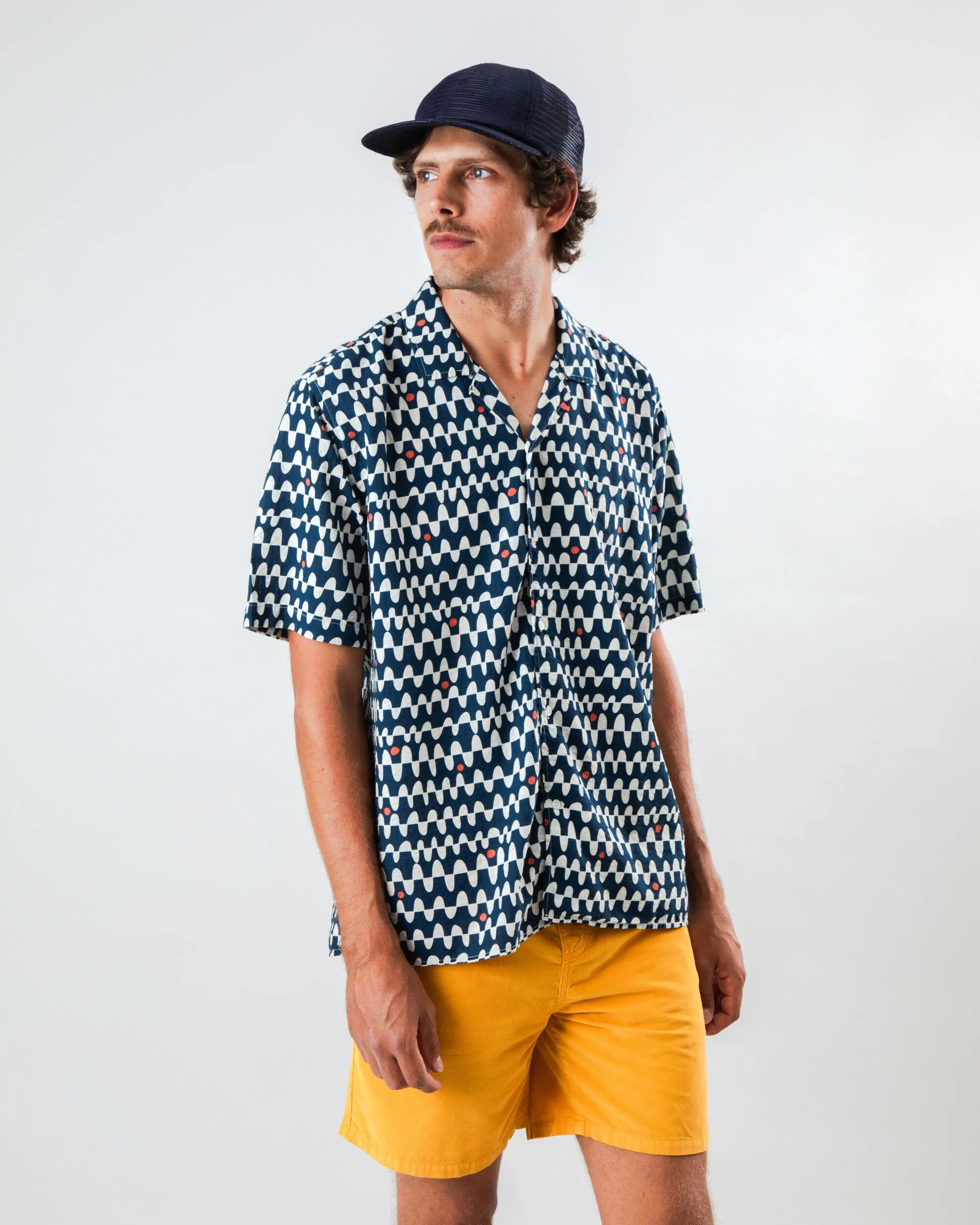 Sunset Aloha Shirt Navy sold by Brava Fabrics product image thumbnail 2