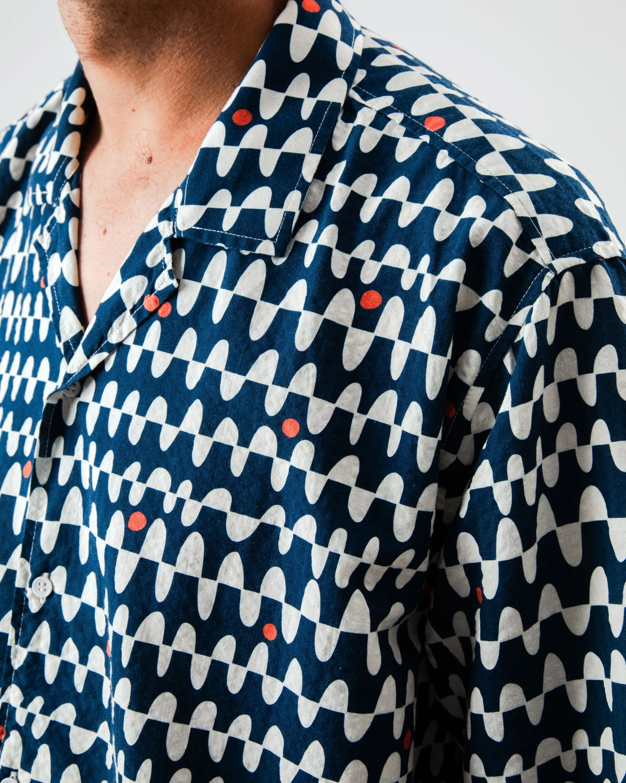 Sunset Aloha Shirt Navy sold by Brava Fabrics product image thumbnail 4