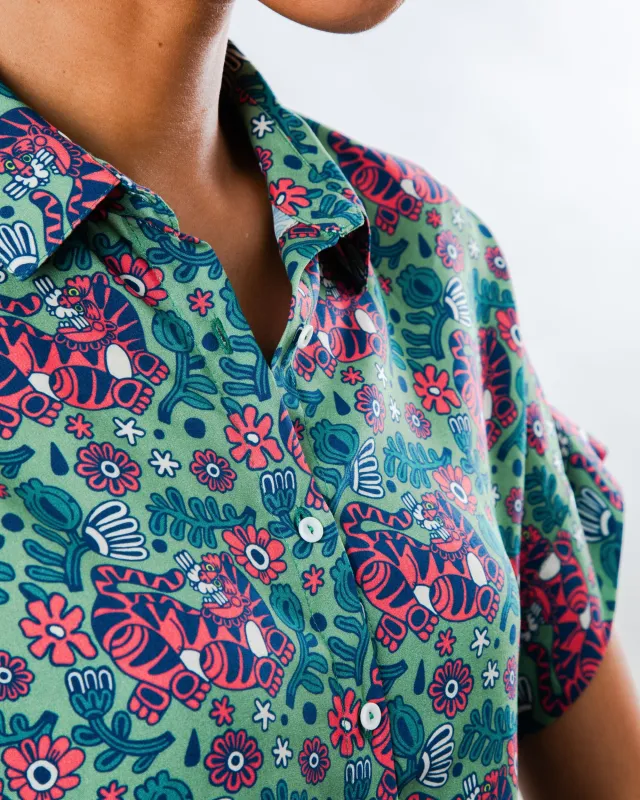 Asis Percales Tigris Batwing Blouse Light Green sold by Brava Fabrics