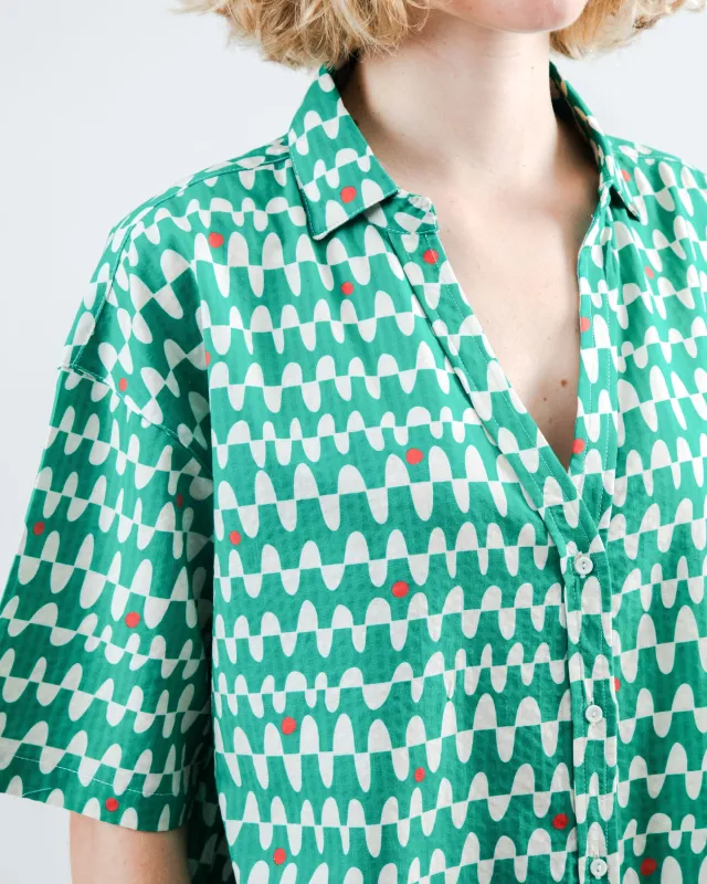 Sunset Cropped Blouse Green sold by Brava Fabrics