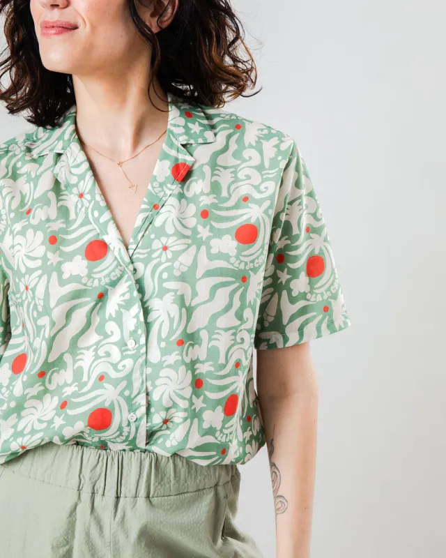 Ola de Calor Aloha Blouse Light Green sold by Brava Fabrics