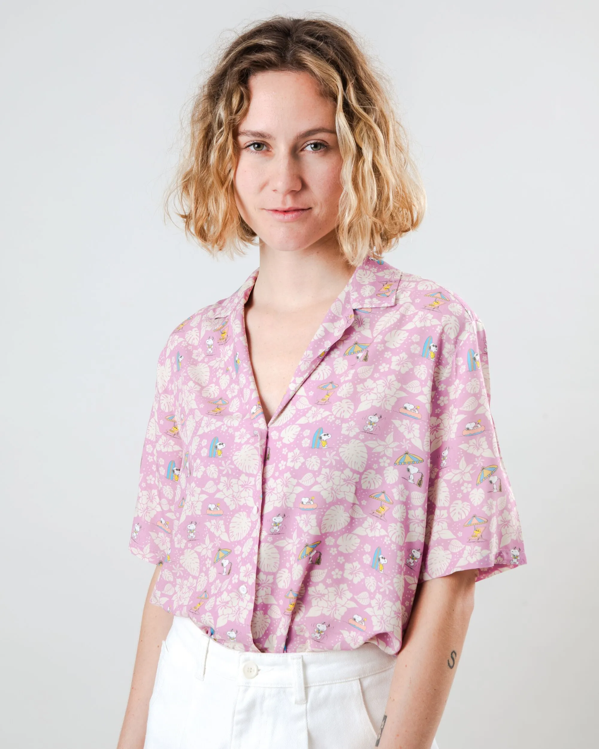 Peanuts Tropical Aloha Blouse Pink sold by Brava Fabrics product image thumbnail 2