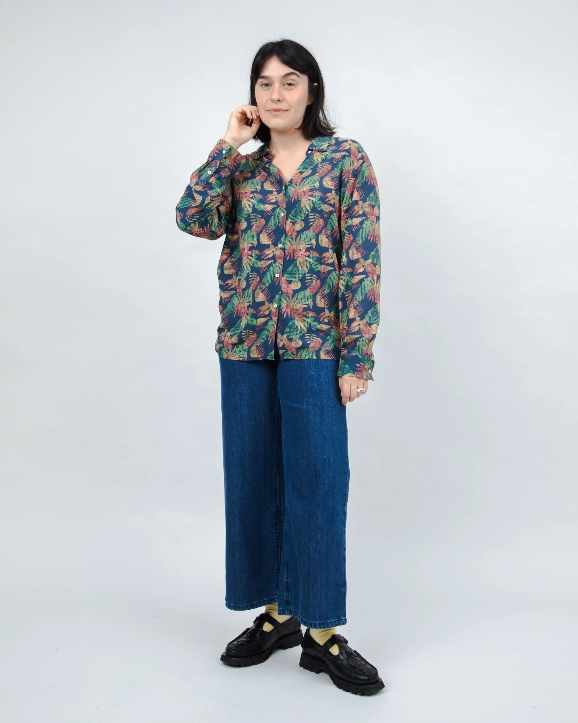 Flower Vichy Blouse Navy sold by Brava Fabrics product image thumbnail 3