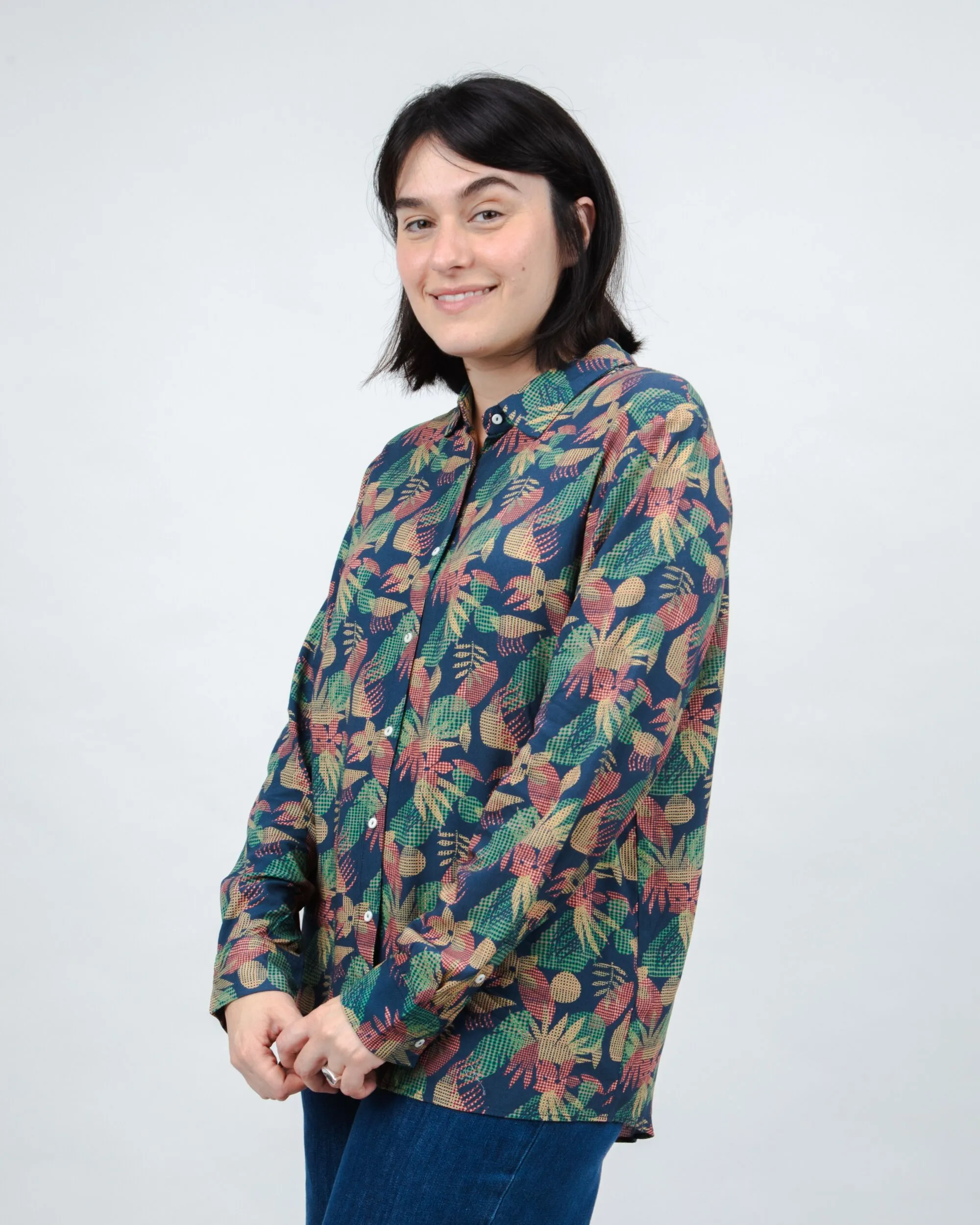 Flower Vichy Blouse Navy sold by Brava Fabrics product image thumbnail 2