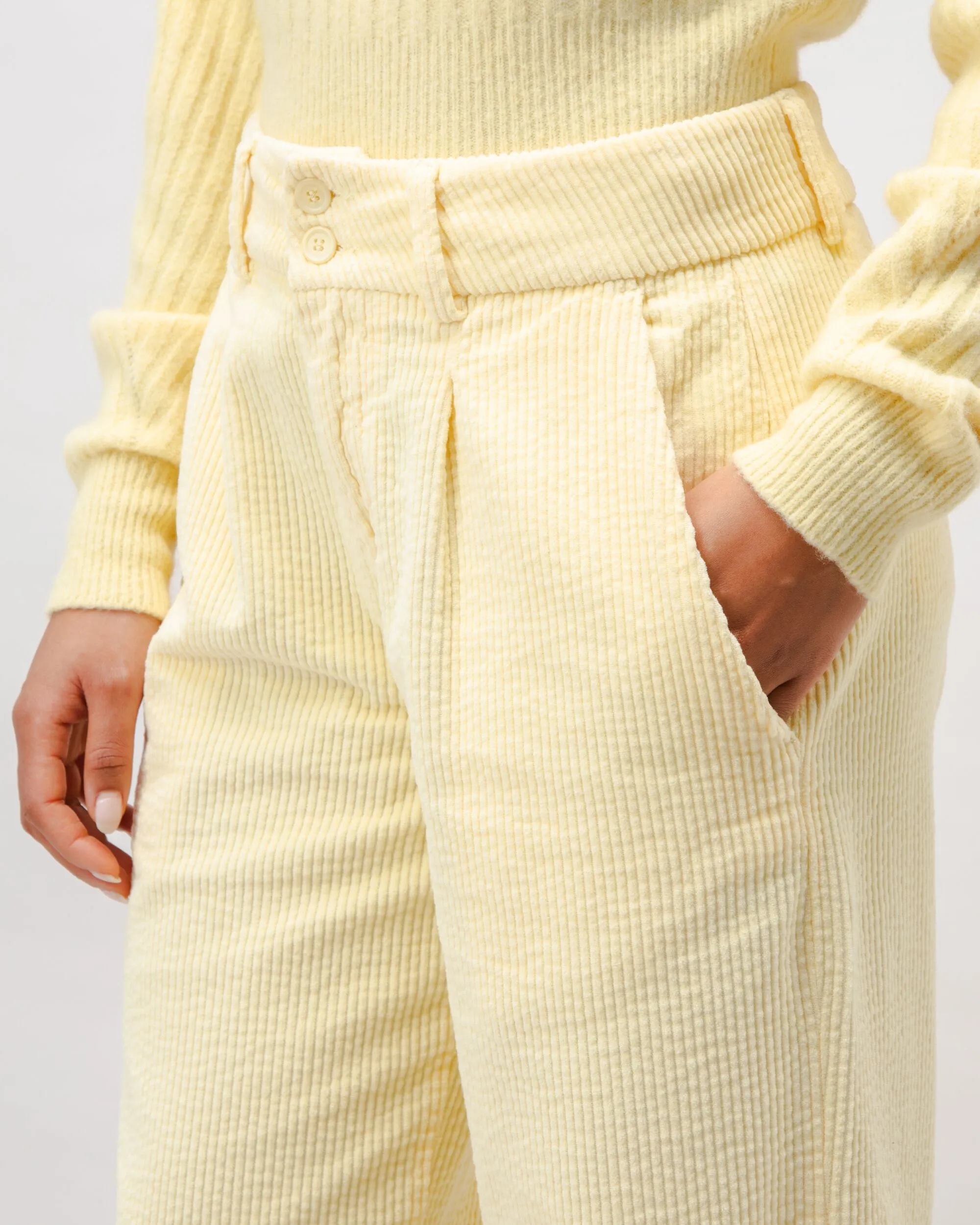 Corduroy Pleated Pants Pale Banana sold by Brava Fabrics product image thumbnail 4