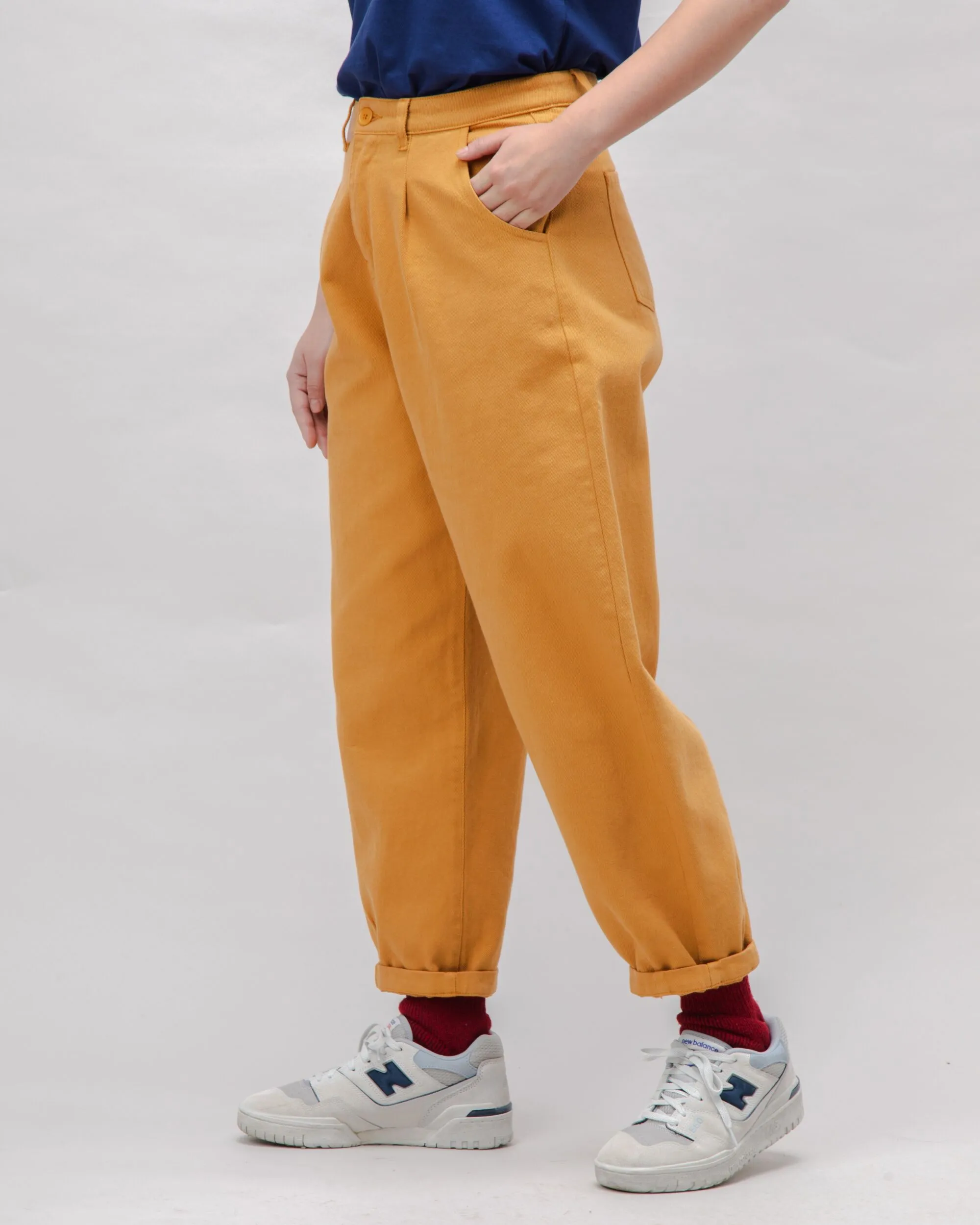 Pegged Cotton Twill Pants Ochre sold by Brava Fabrics