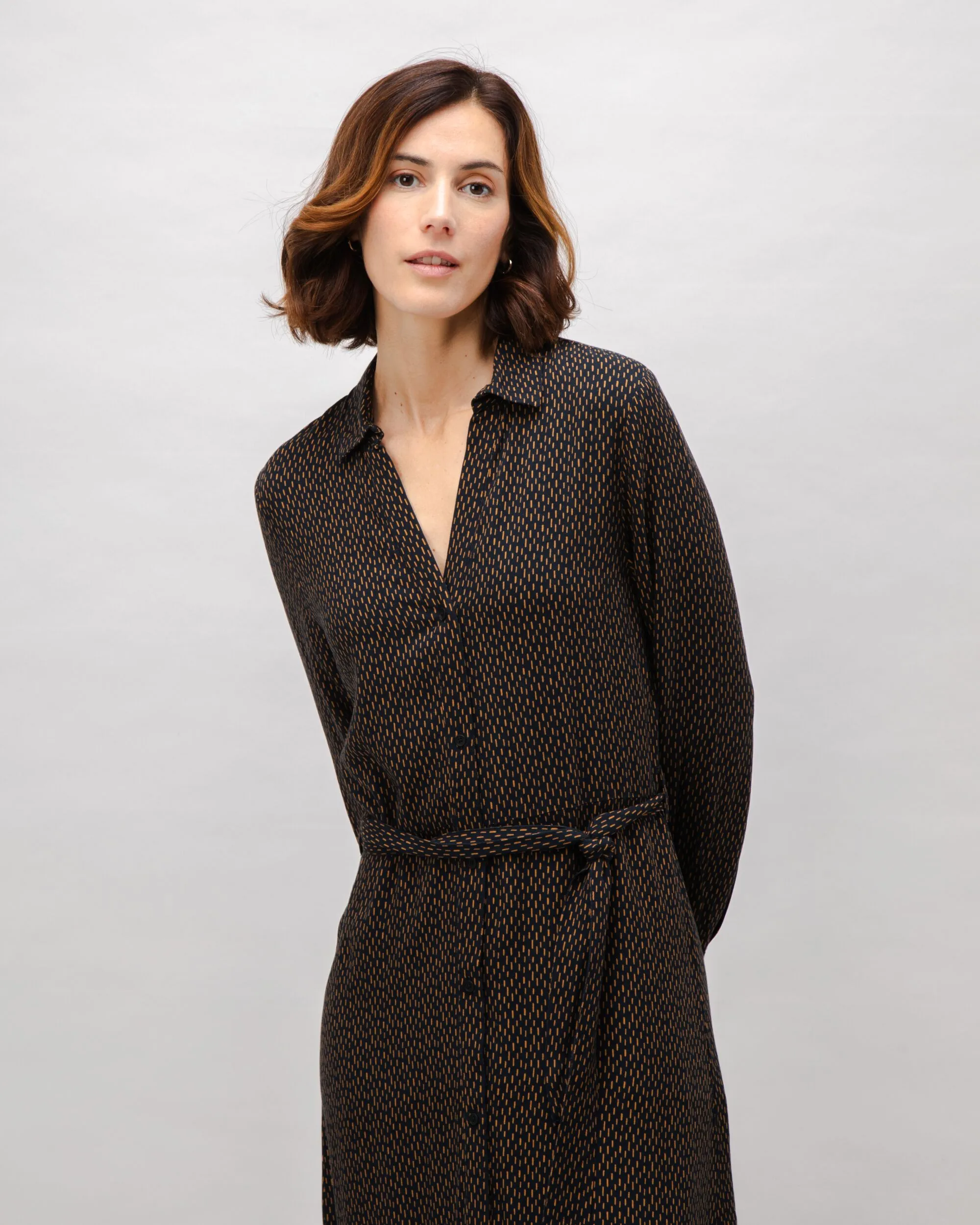 Mist V-Neck Viscose Dress Black sold by Brava Fabrics product image thumbnail 2