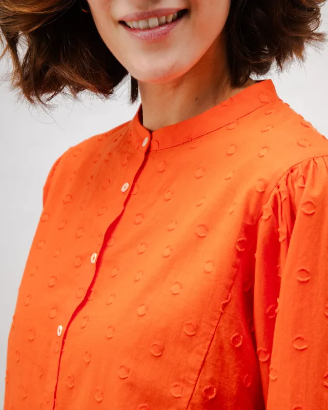 Polka Dot Romantic Cotton Blouse Orange sold by Brava Fabrics