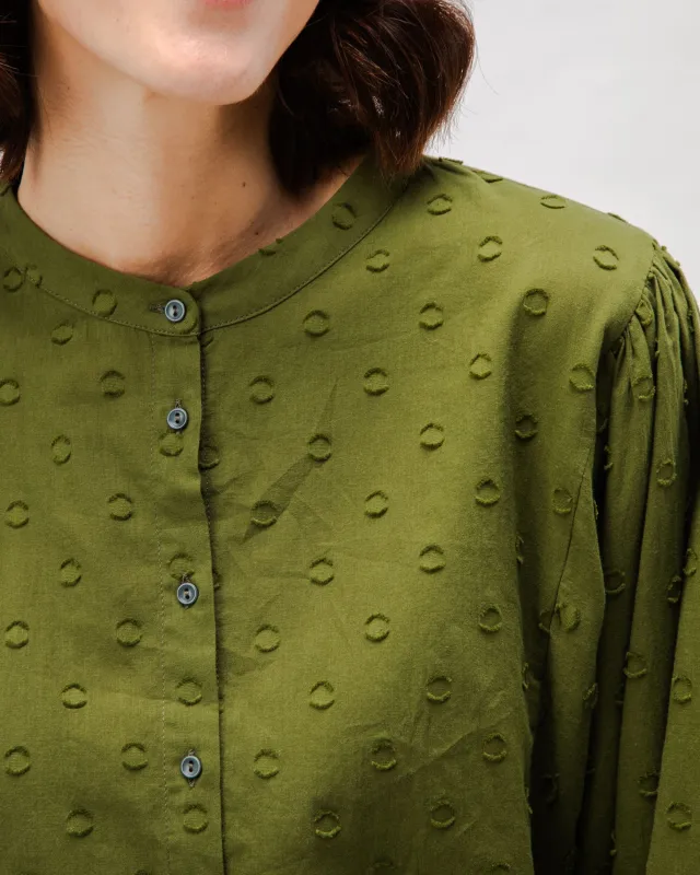 Polka Dot Romantic Cotton Blouse Green sold by Brava Fabrics