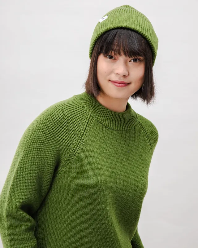 Waterfront Cropped Wool Sweater Green sold by Brava Fabrics