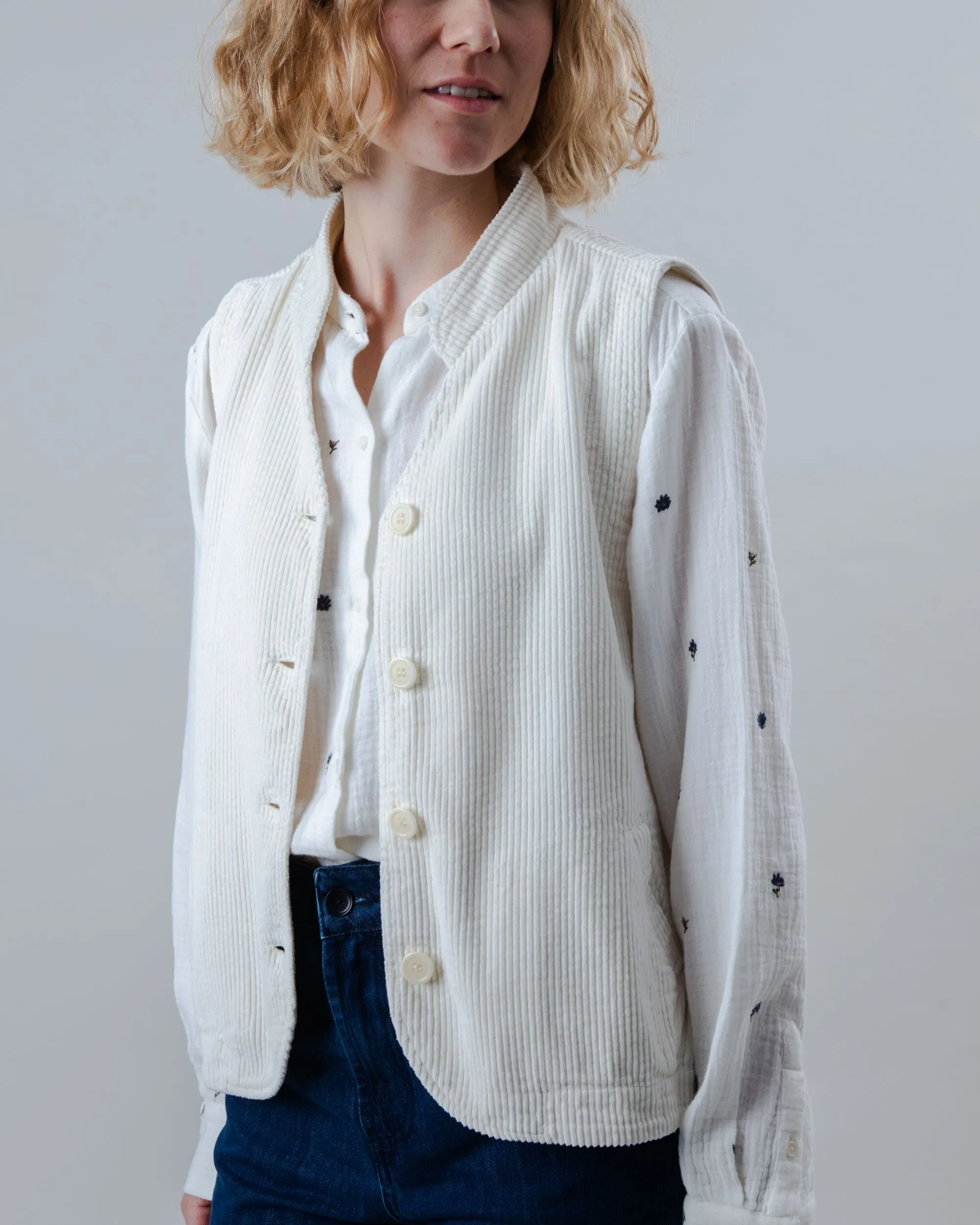Corduroy Pleated Vest Ecru sold by Brava Fabrics product image thumbnail 4